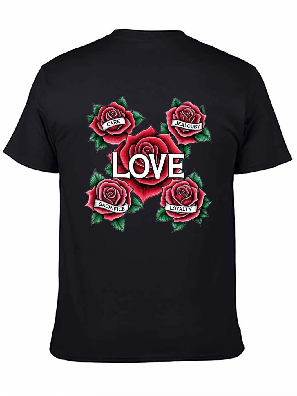 Love Roses Graphic T-Shirt - Black