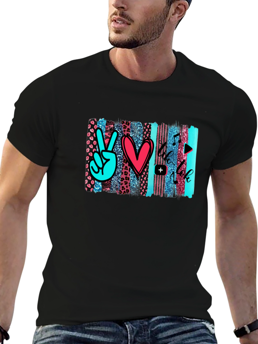 Peace Love Music Trendy Graphic Tee