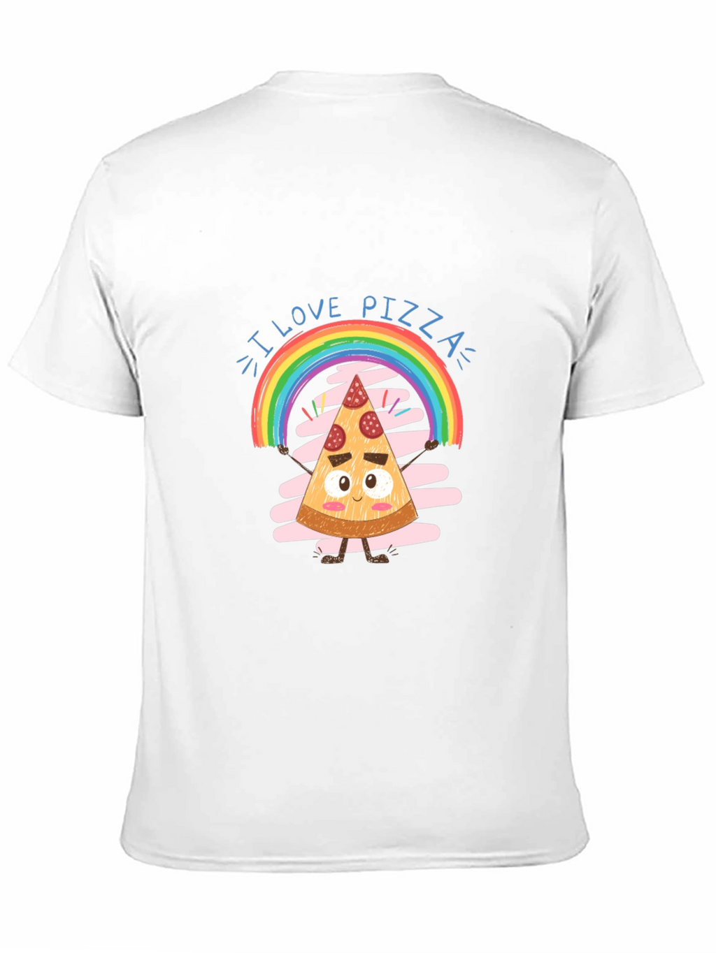 I Love Pizza Graphic Tee Rainbow Slice Black Cotton