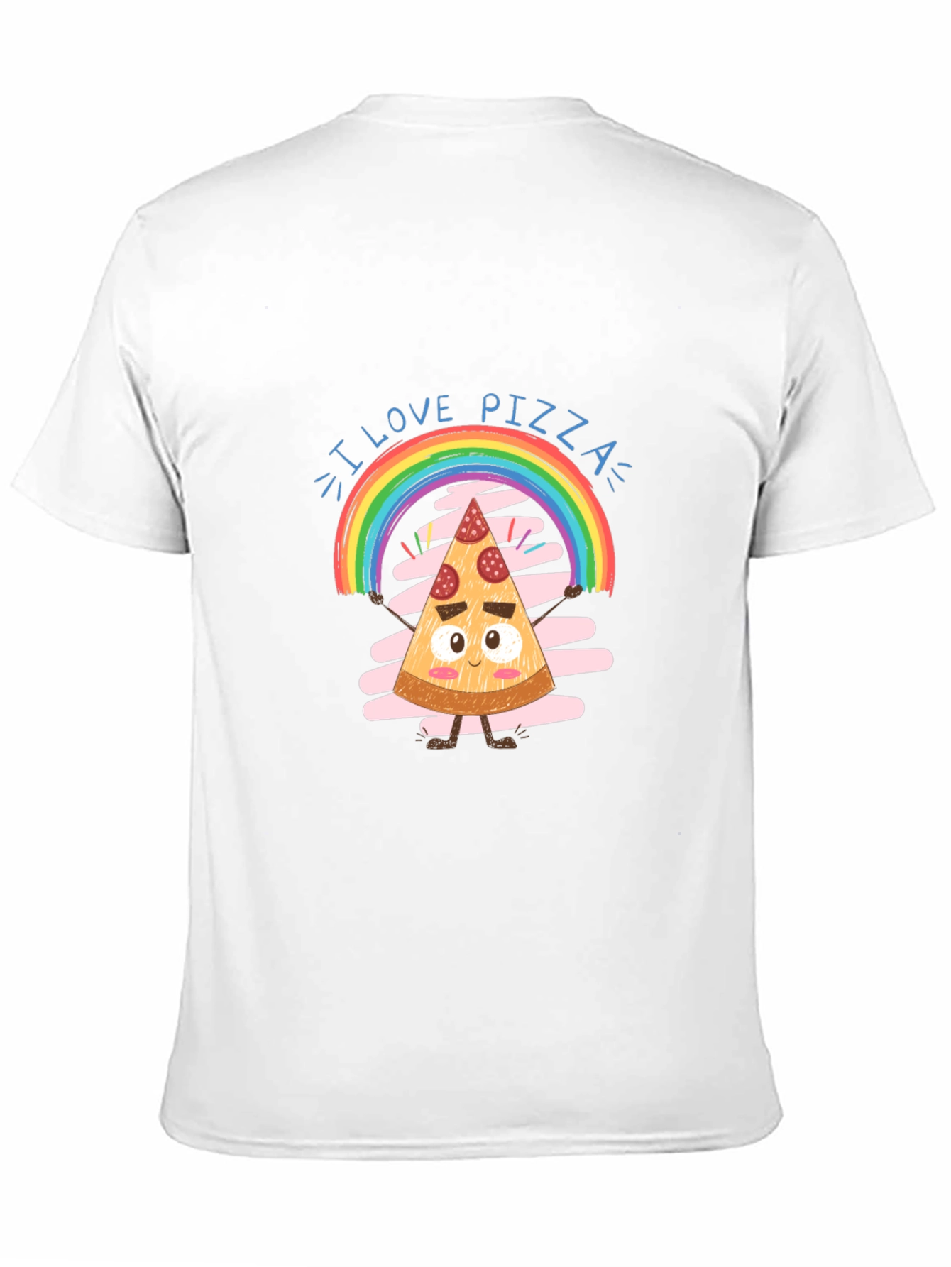 I Love Pizza Graphic Tee Rainbow Slice Black Cotton