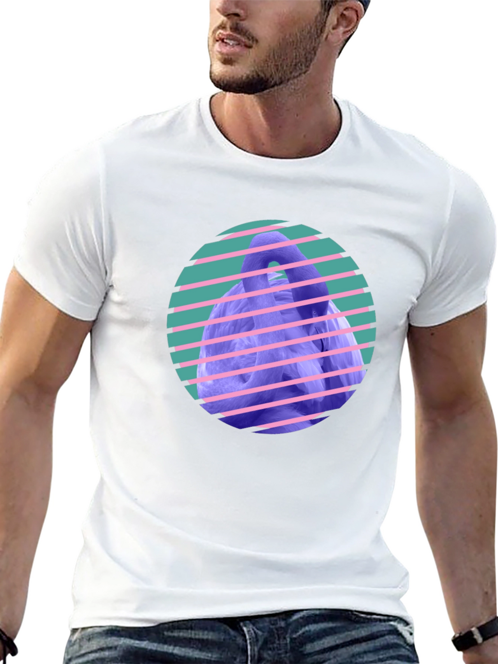 Retro Flamingo T-Shirt - Black Cotton Tee
