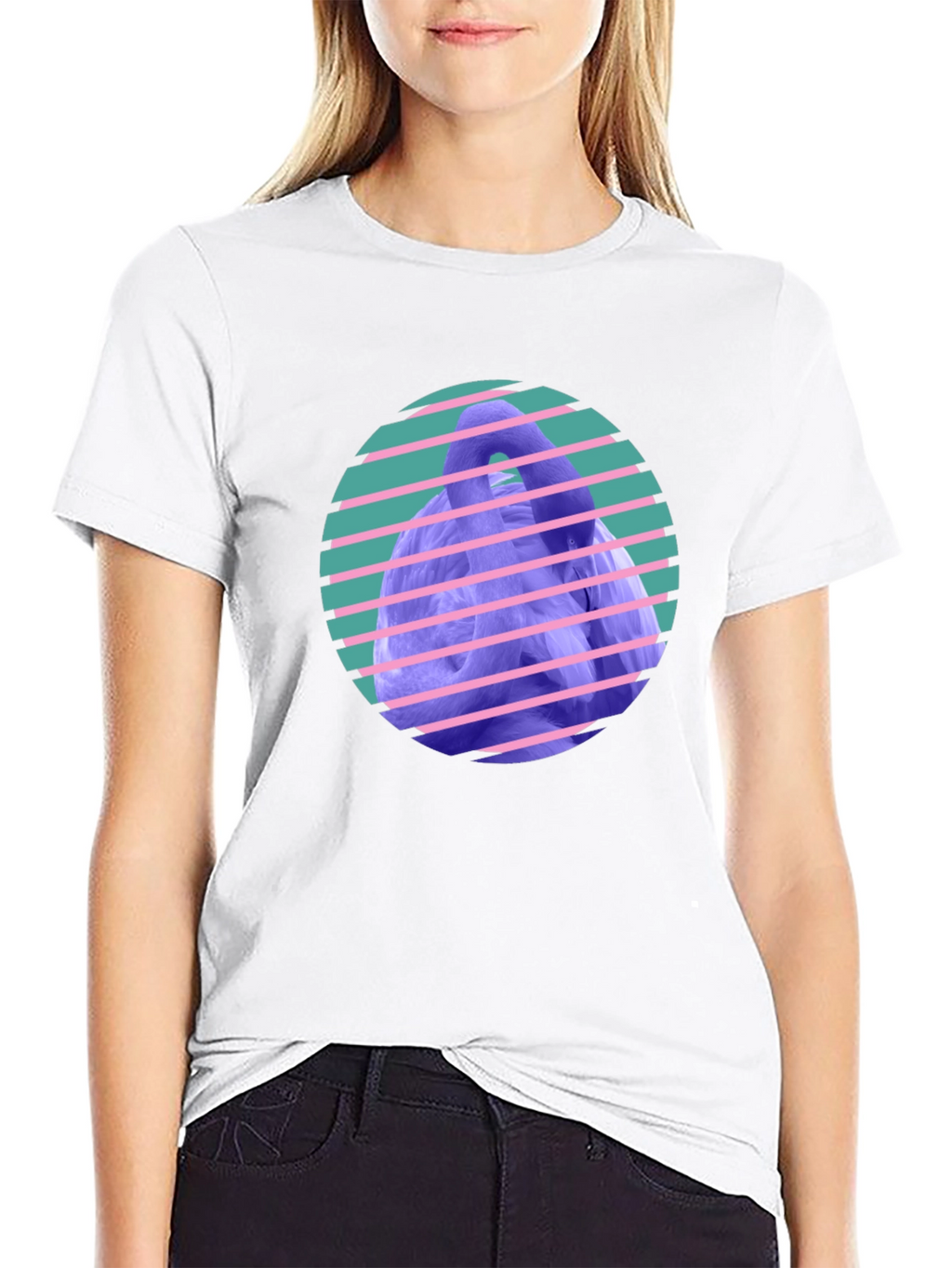 Retro Flamingo T-Shirt - Black Cotton Tee