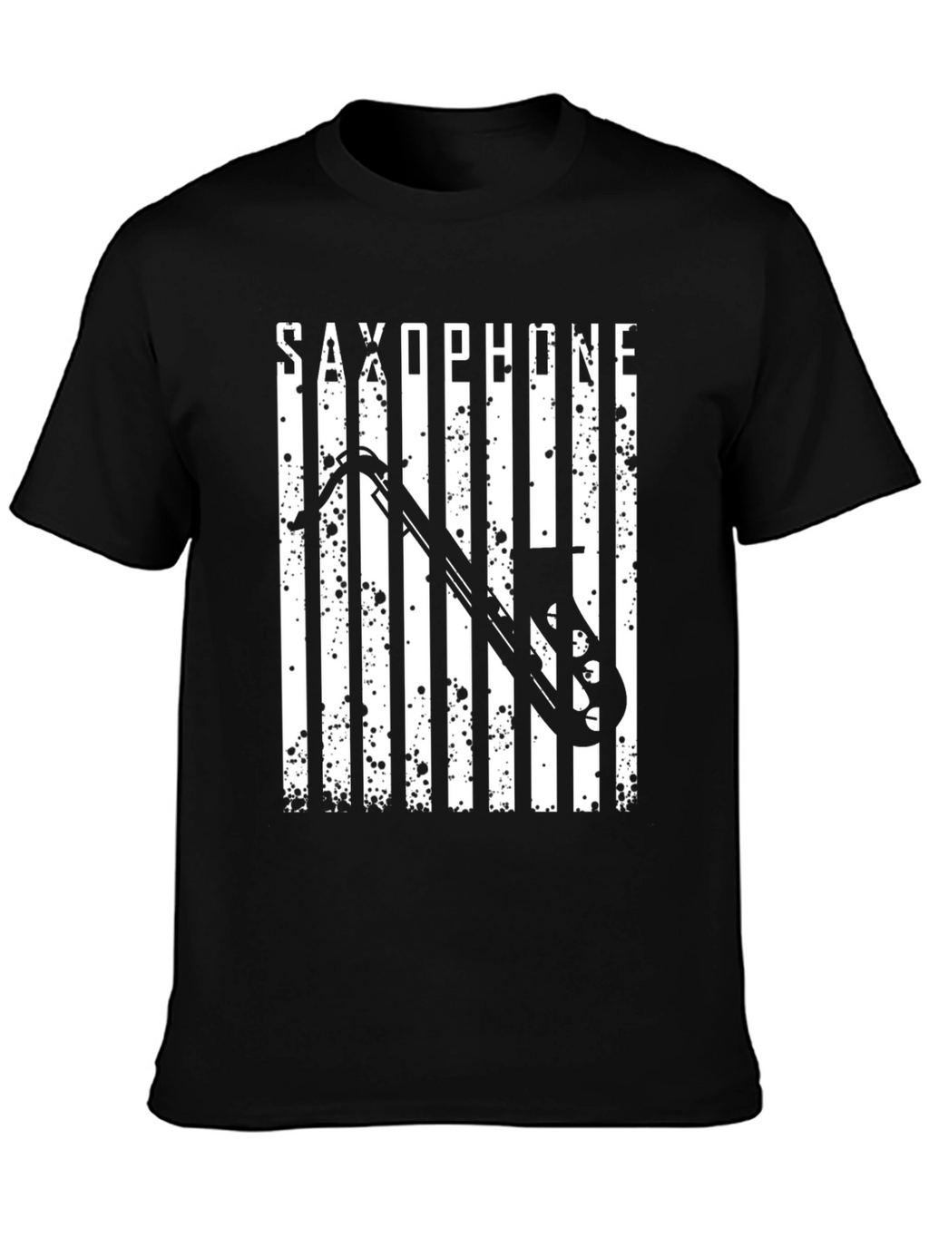 Saxophone Graphic Print Black T-Shirt