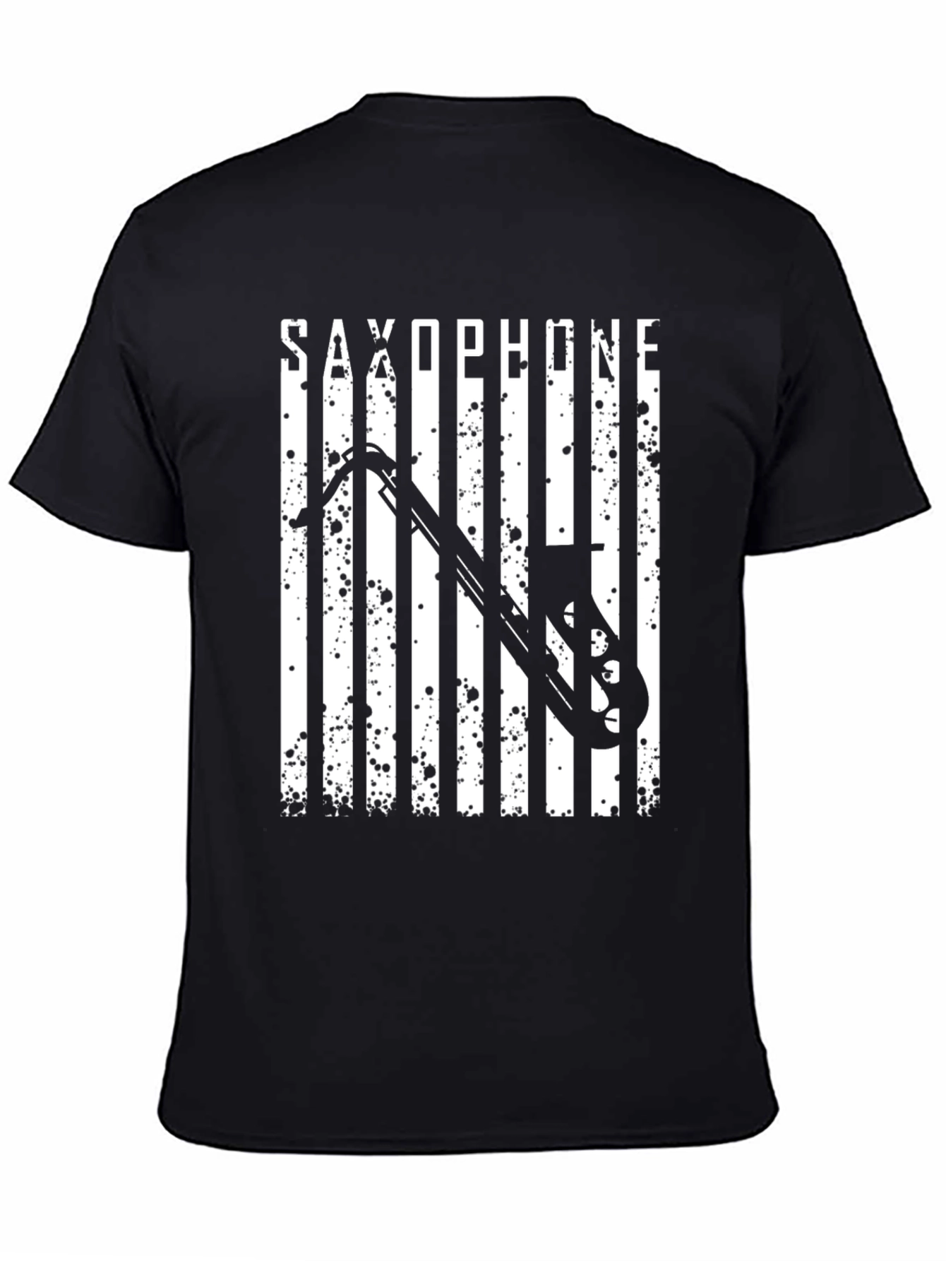 Saxophone Graphic Print Black T-Shirt