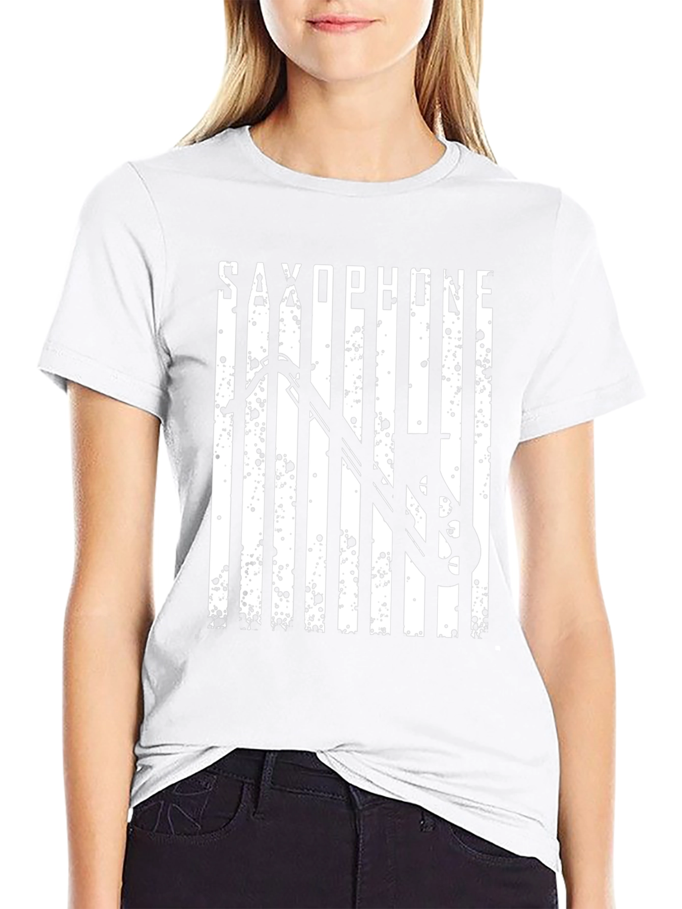 Saxophone Graphic Print Black T-Shirt