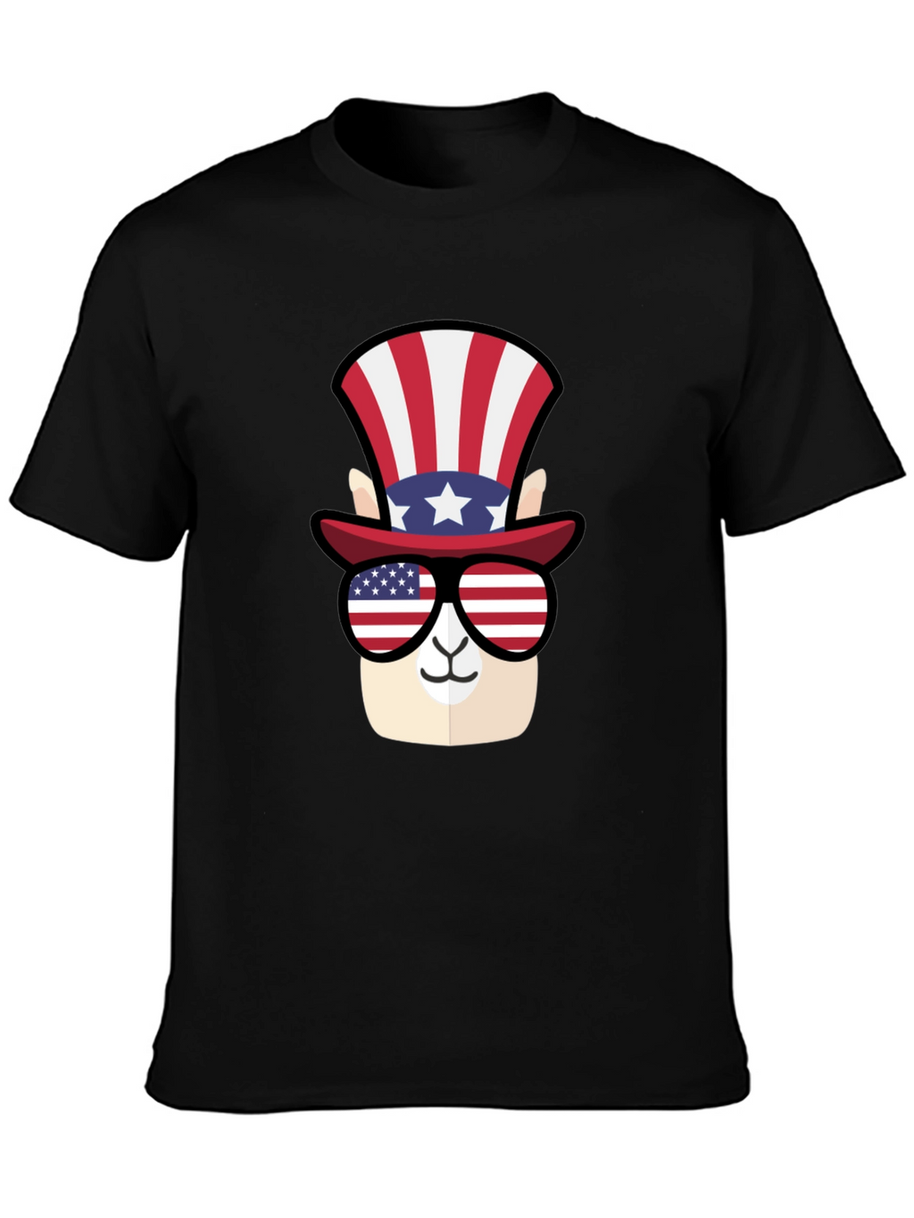 Patriotic Llama T-Shirt - American Flag Style