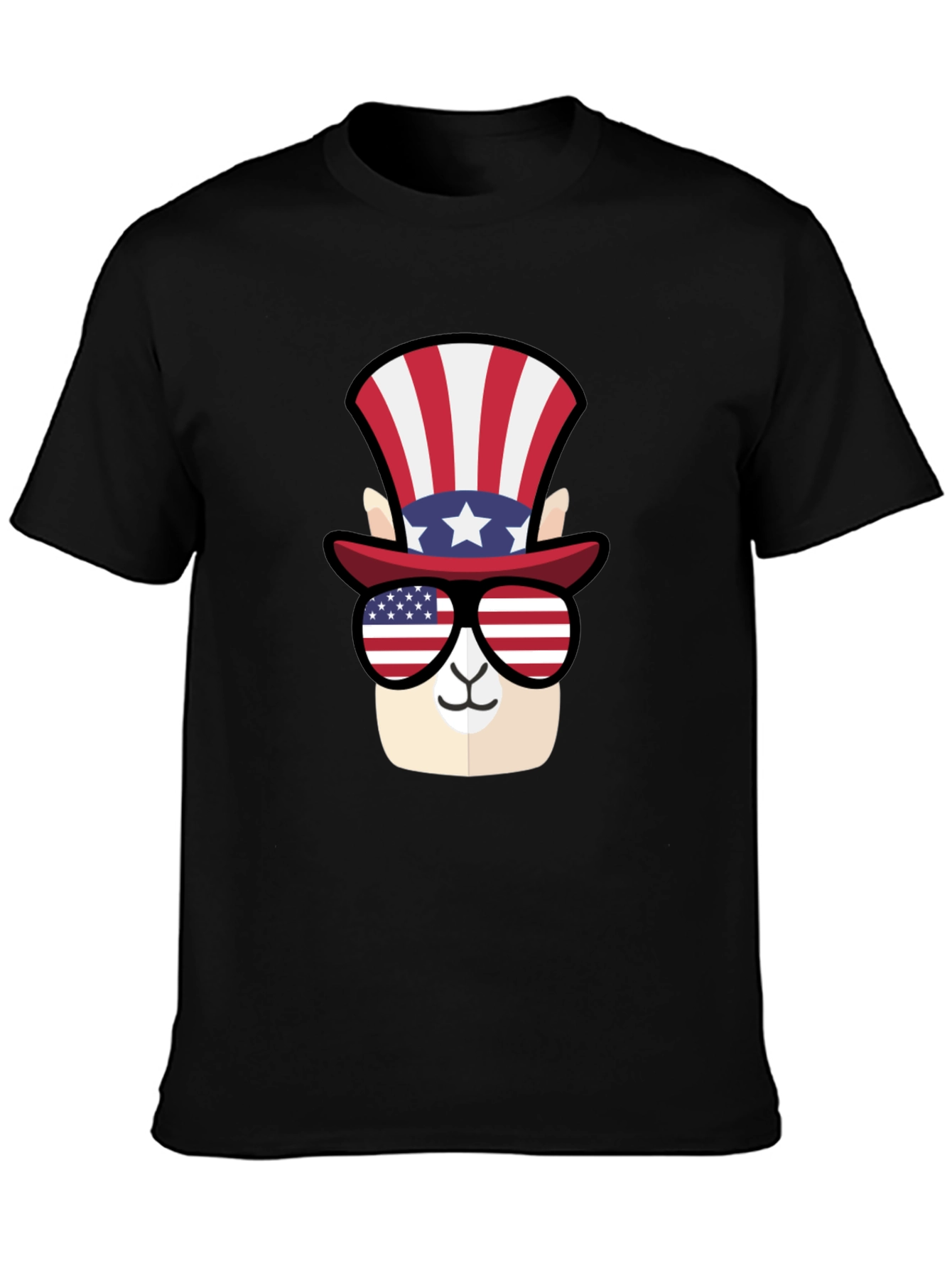 Patriotic Llama T-Shirt - American Flag Style