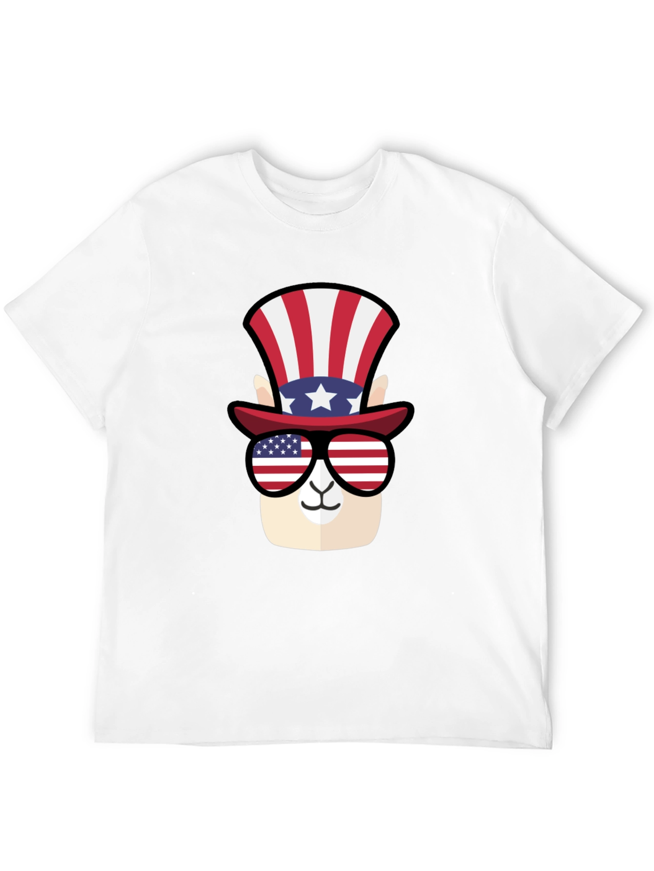 Patriotic Llama T-Shirt - American Flag Style