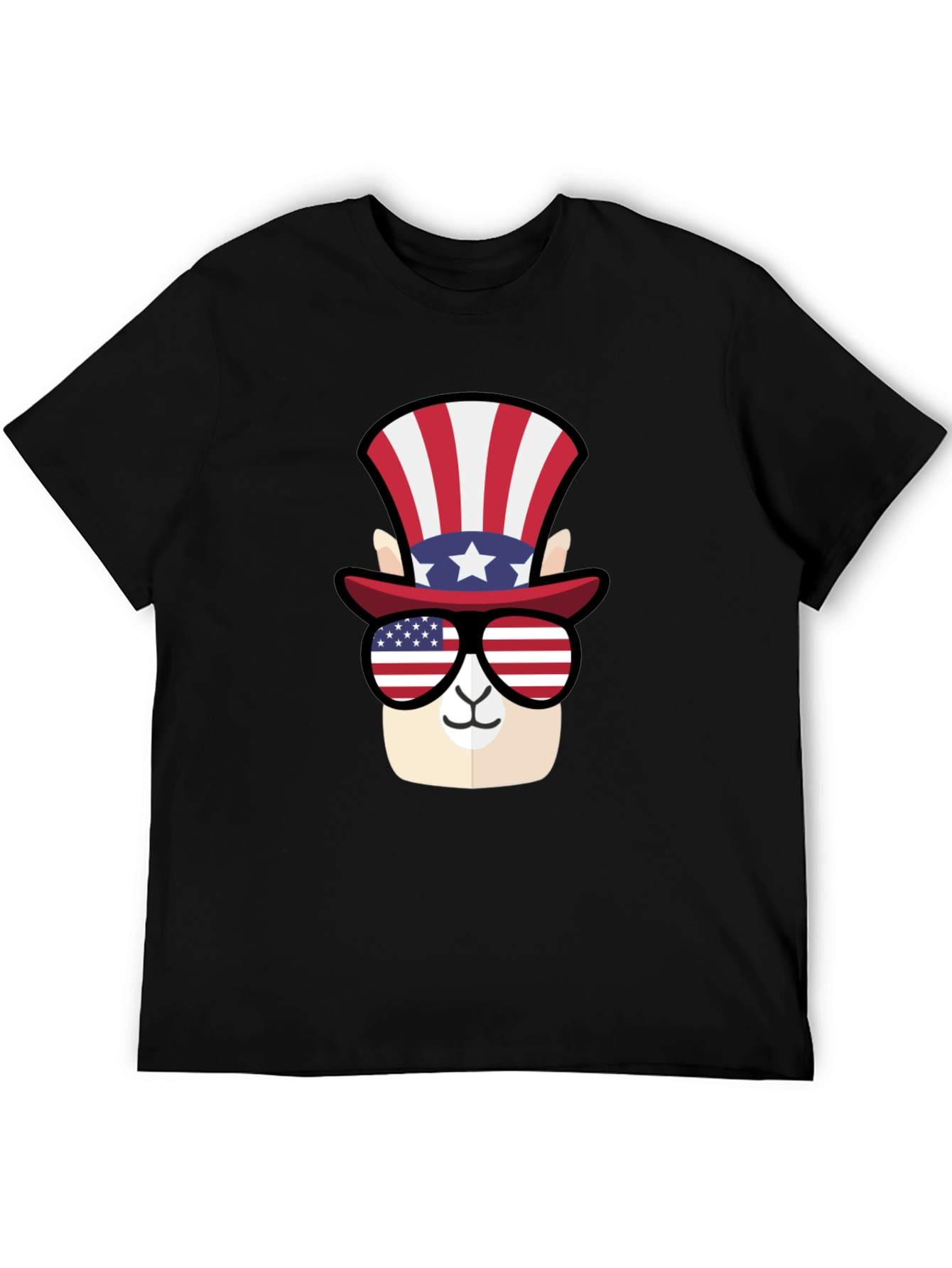 Patriotic Llama T-Shirt - American Flag Style