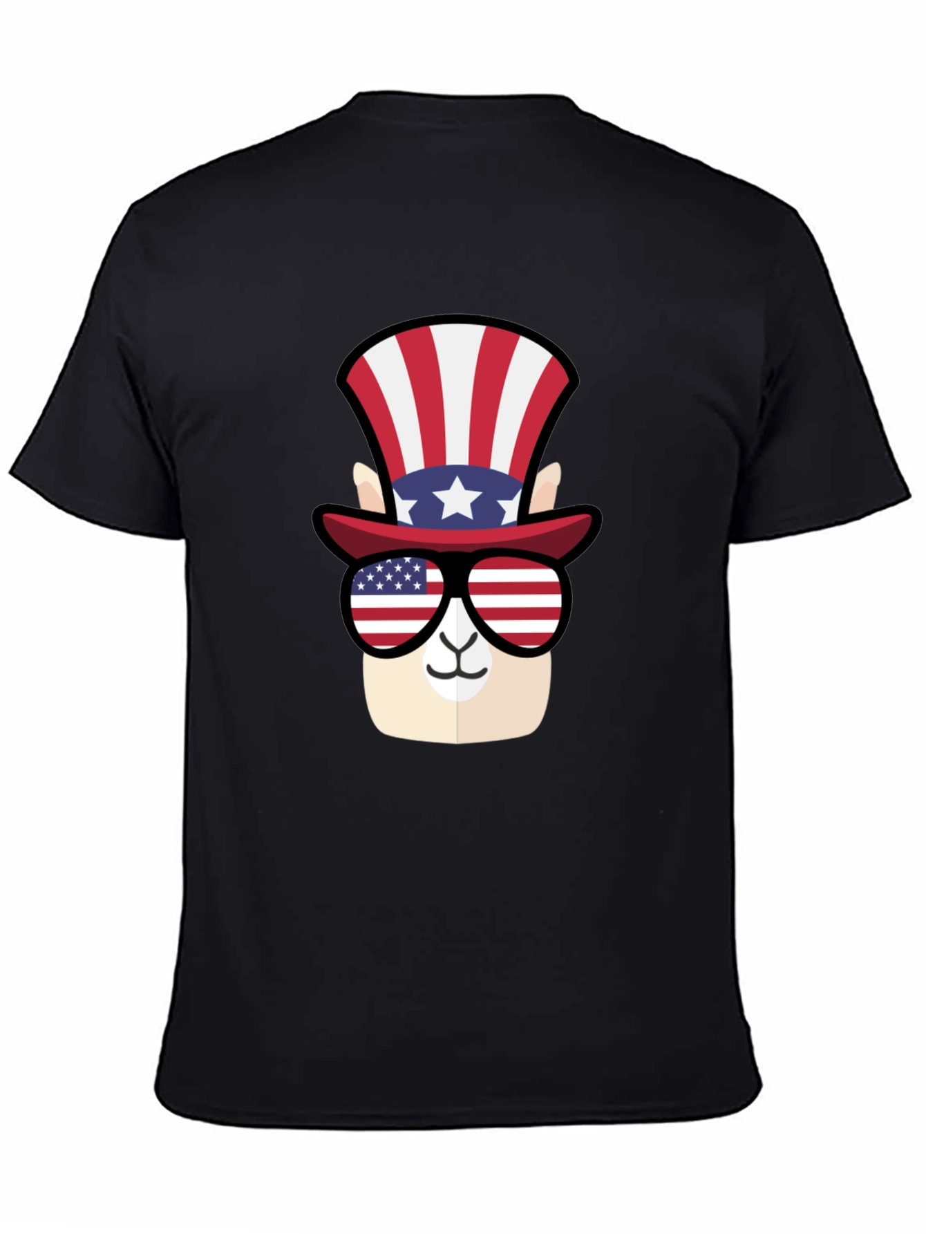 Patriotic Llama T-Shirt - American Flag Style