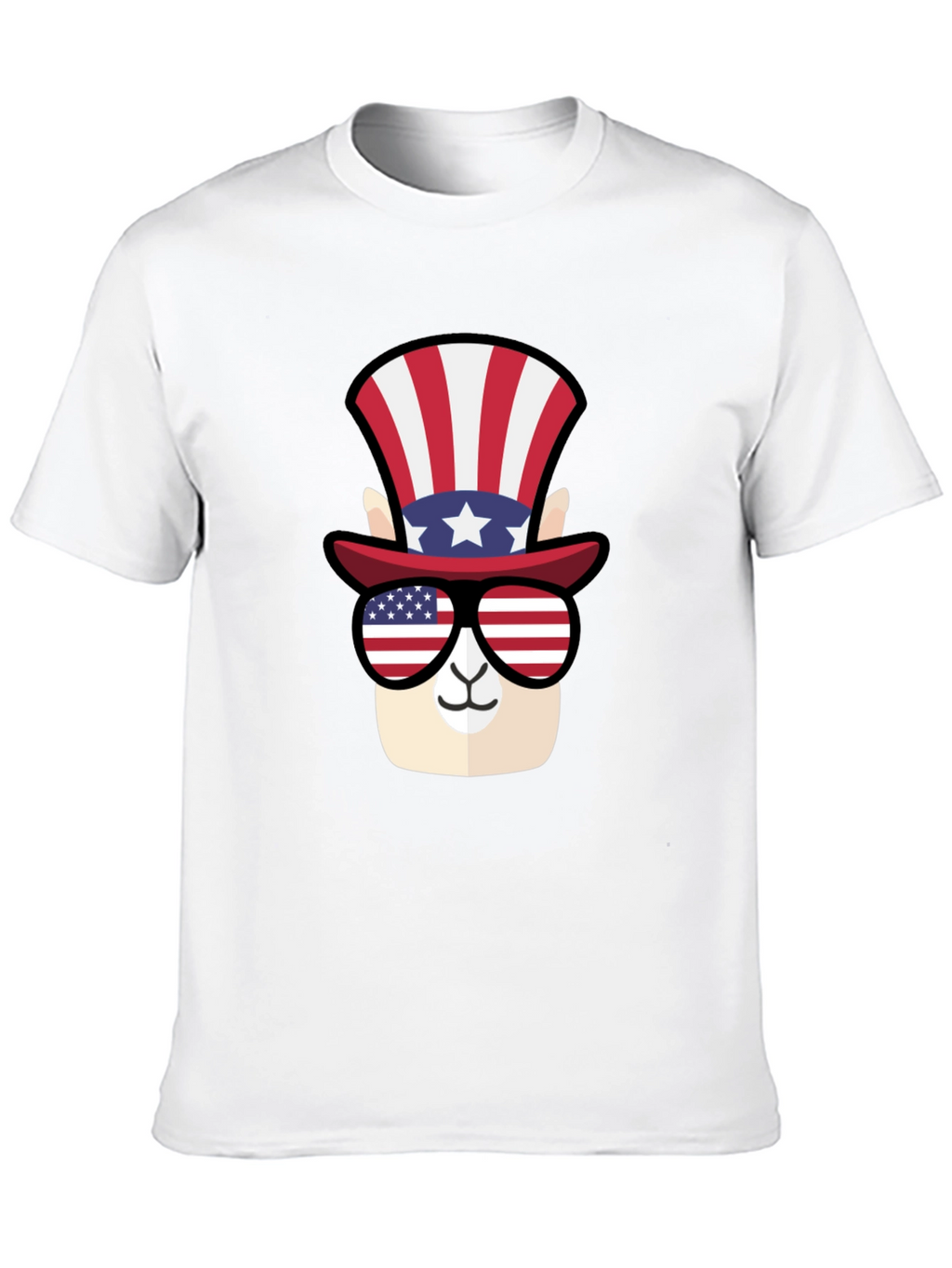 Patriotic Llama T-Shirt - American Flag Style