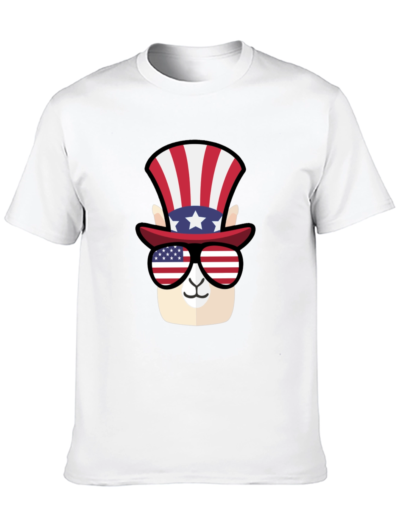Patriotic Llama T-Shirt - American Flag Style