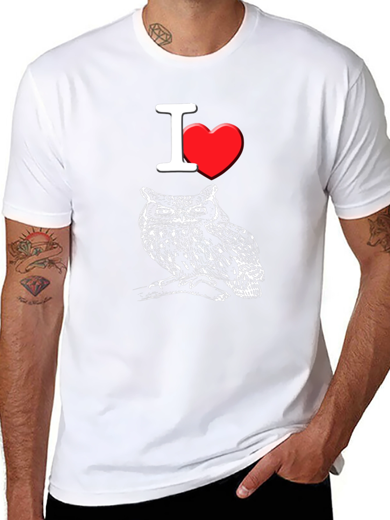 I Love Owls Graphic Tee - Black Cotton T-Shirt