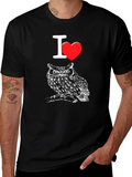 I Love Owls Graphic Tee - Black Cotton T-Shirt