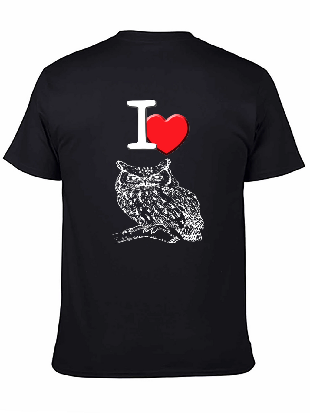 I Love Owls Graphic Tee - Black Cotton T-Shirt