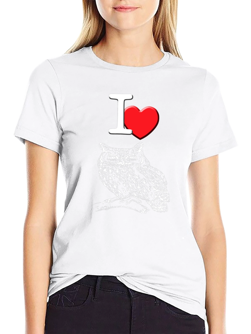 I Love Owls Graphic Tee - Black Cotton T-Shirt