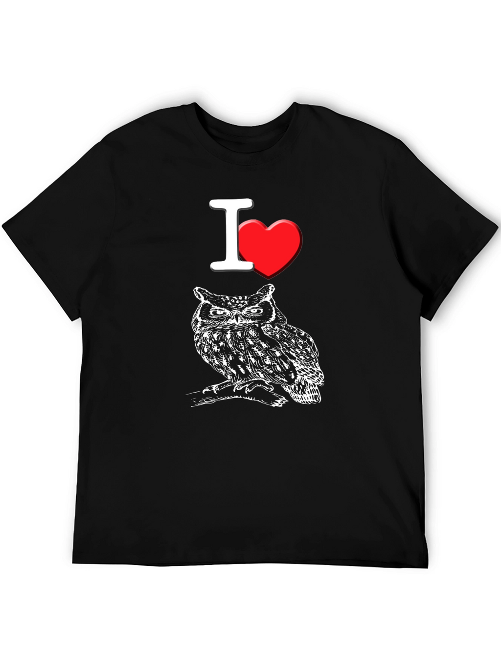 I Love Owls Graphic Tee - Black Cotton T-Shirt