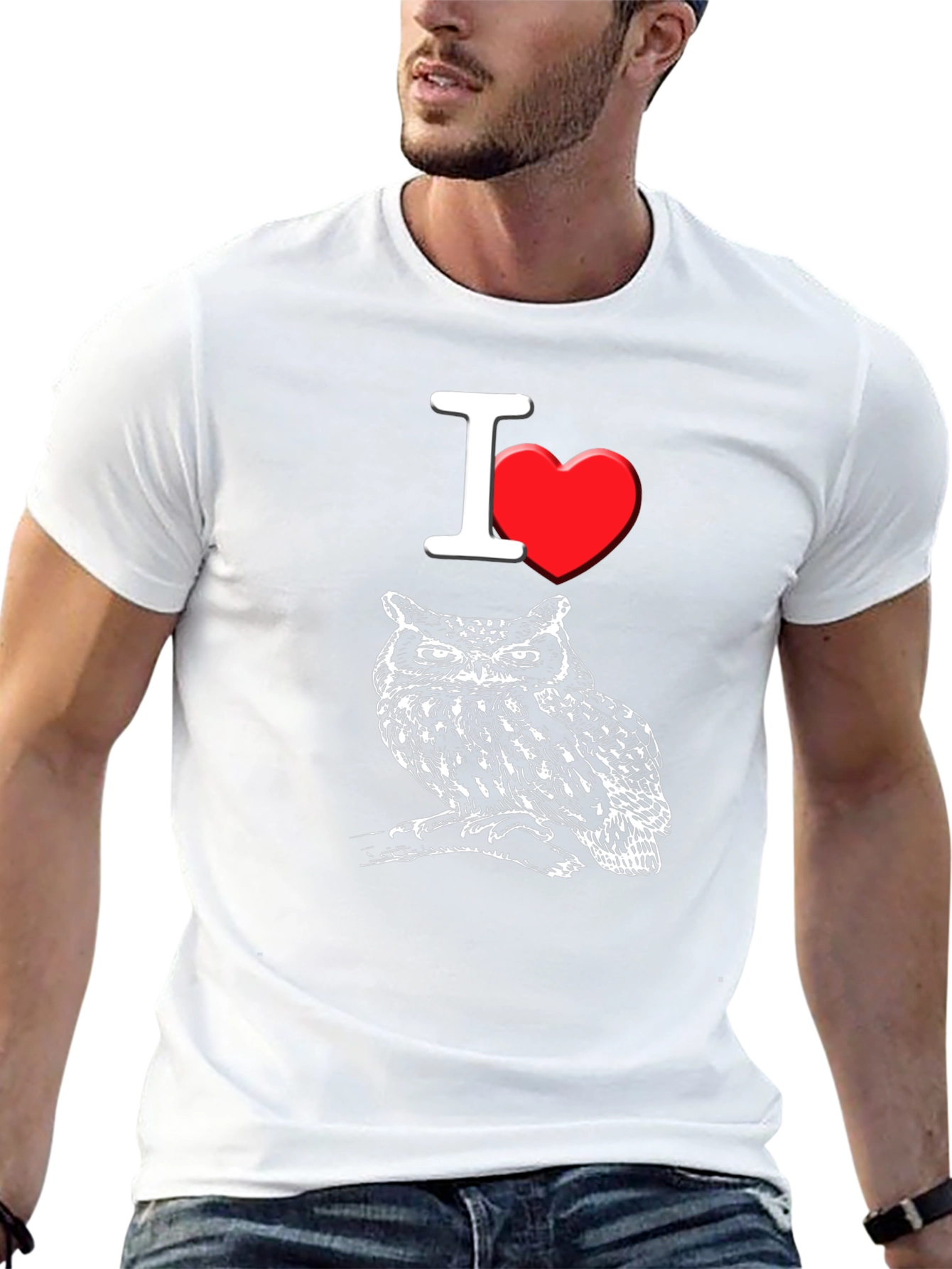 I Love Owls Graphic Tee - Black Cotton T-Shirt