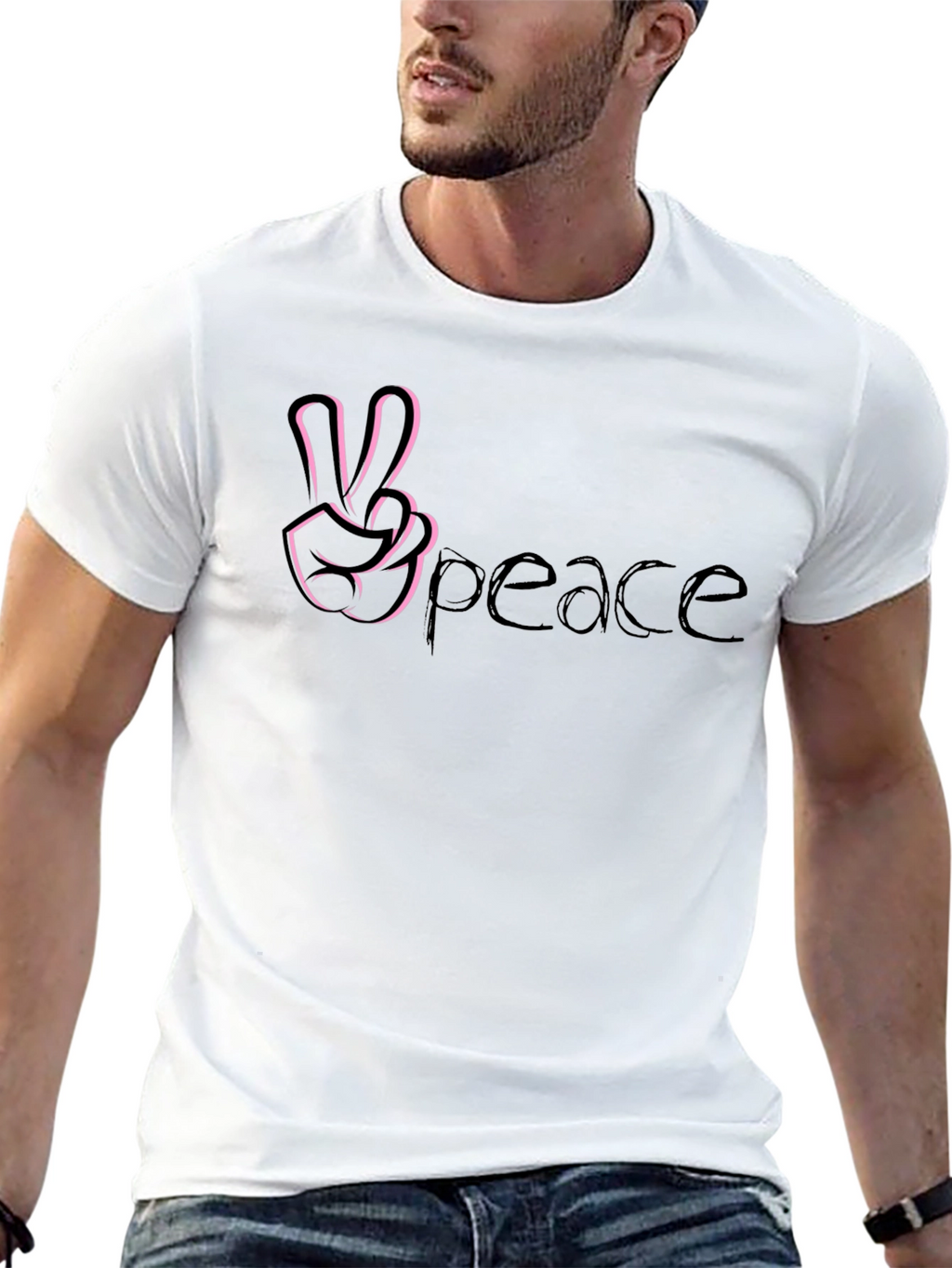Peace Sign T-Shirt - Casual Black Tee