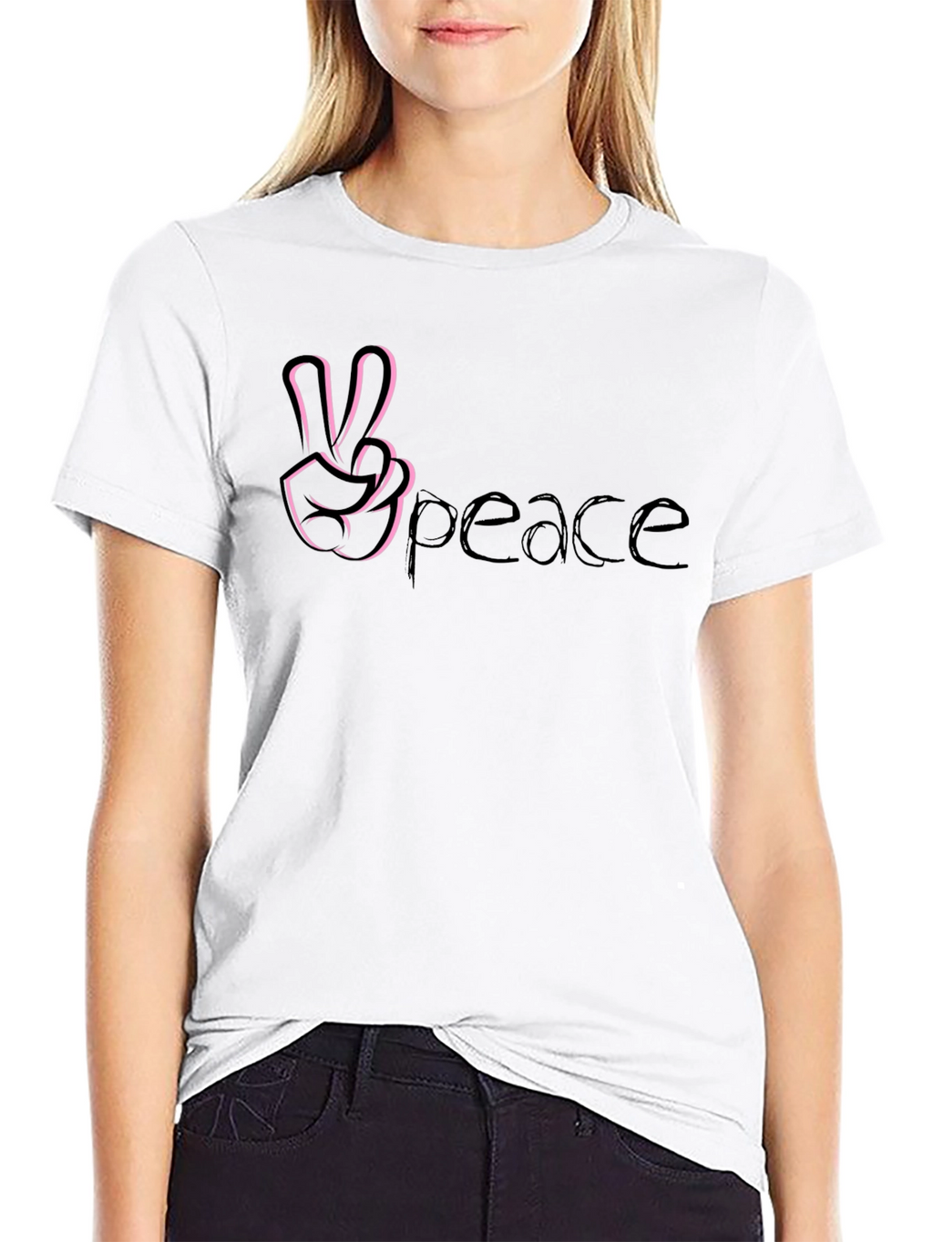 Peace Sign T-Shirt - Casual Black Tee