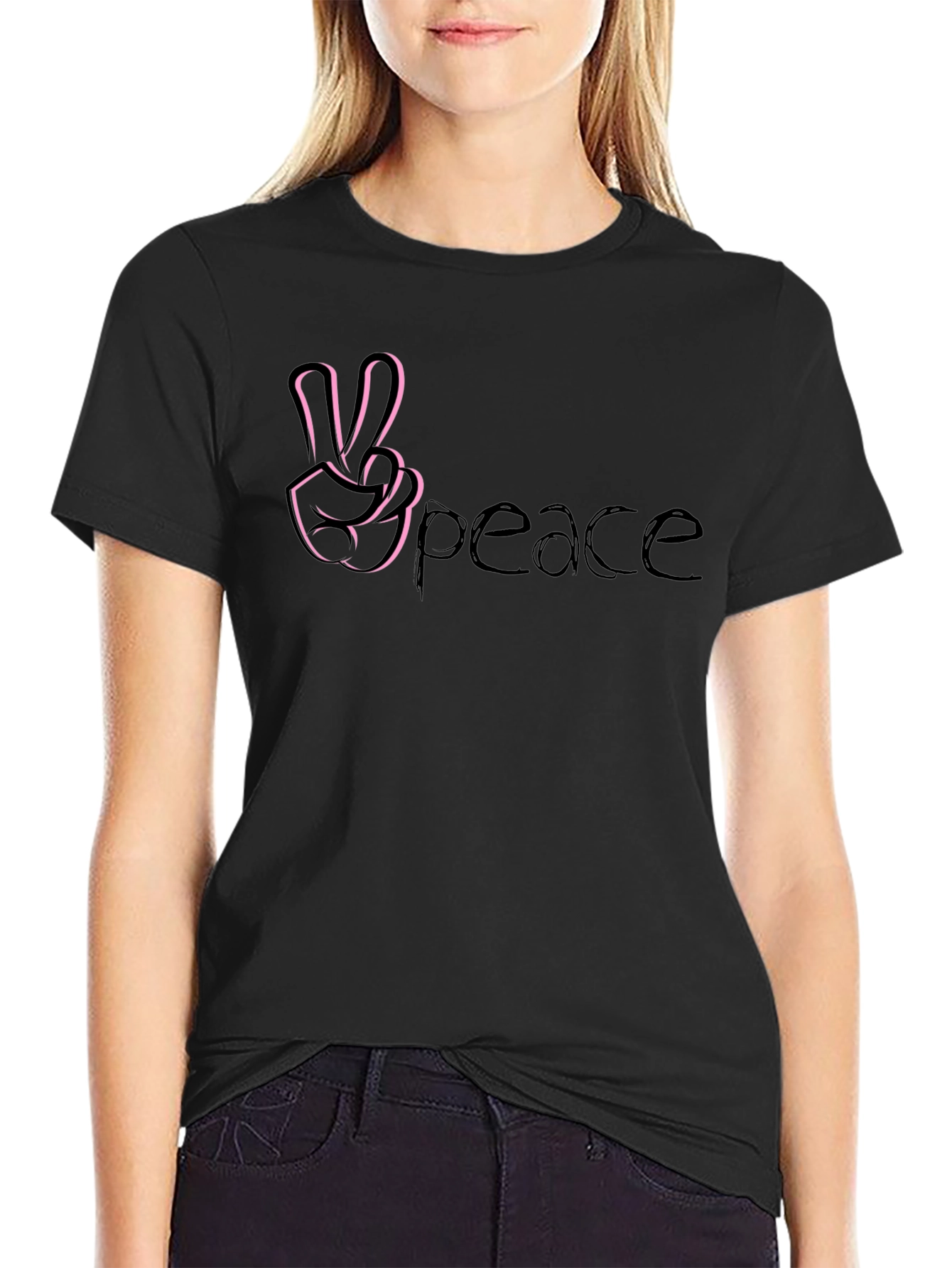 Peace Sign T-Shirt - Casual Black Tee