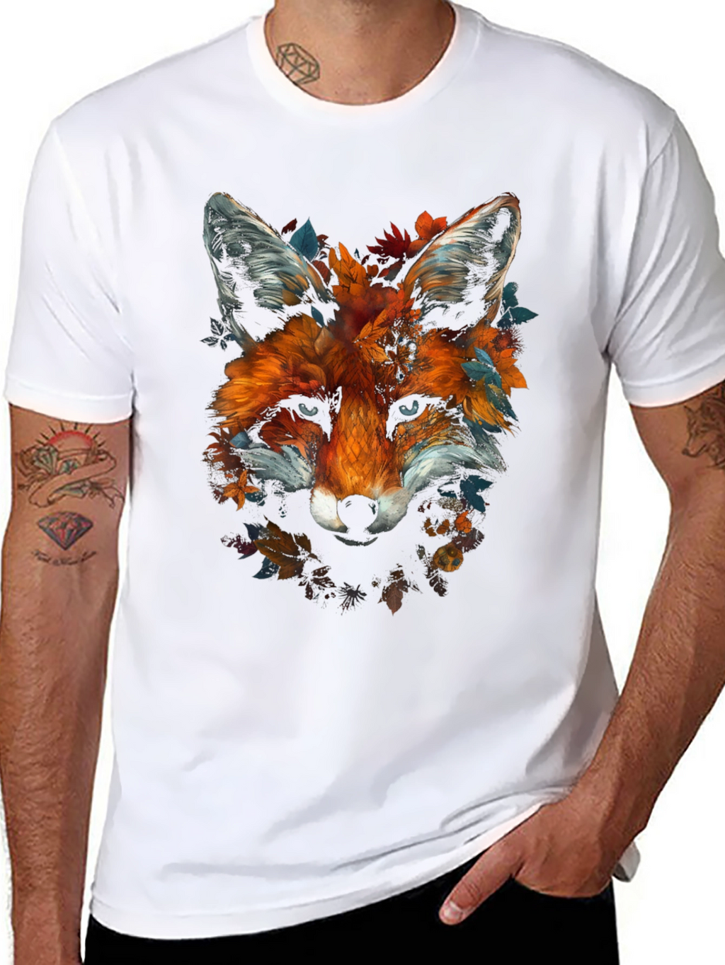 Fox Floral Graphic Tee - Unique Animal Design