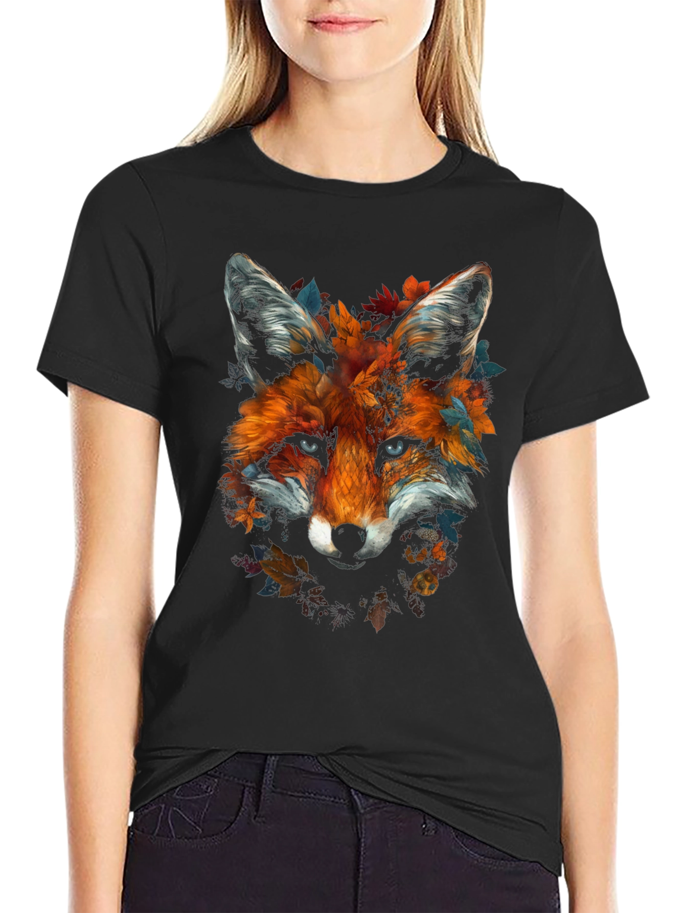 Fox Floral Graphic Tee - Unique Animal Design