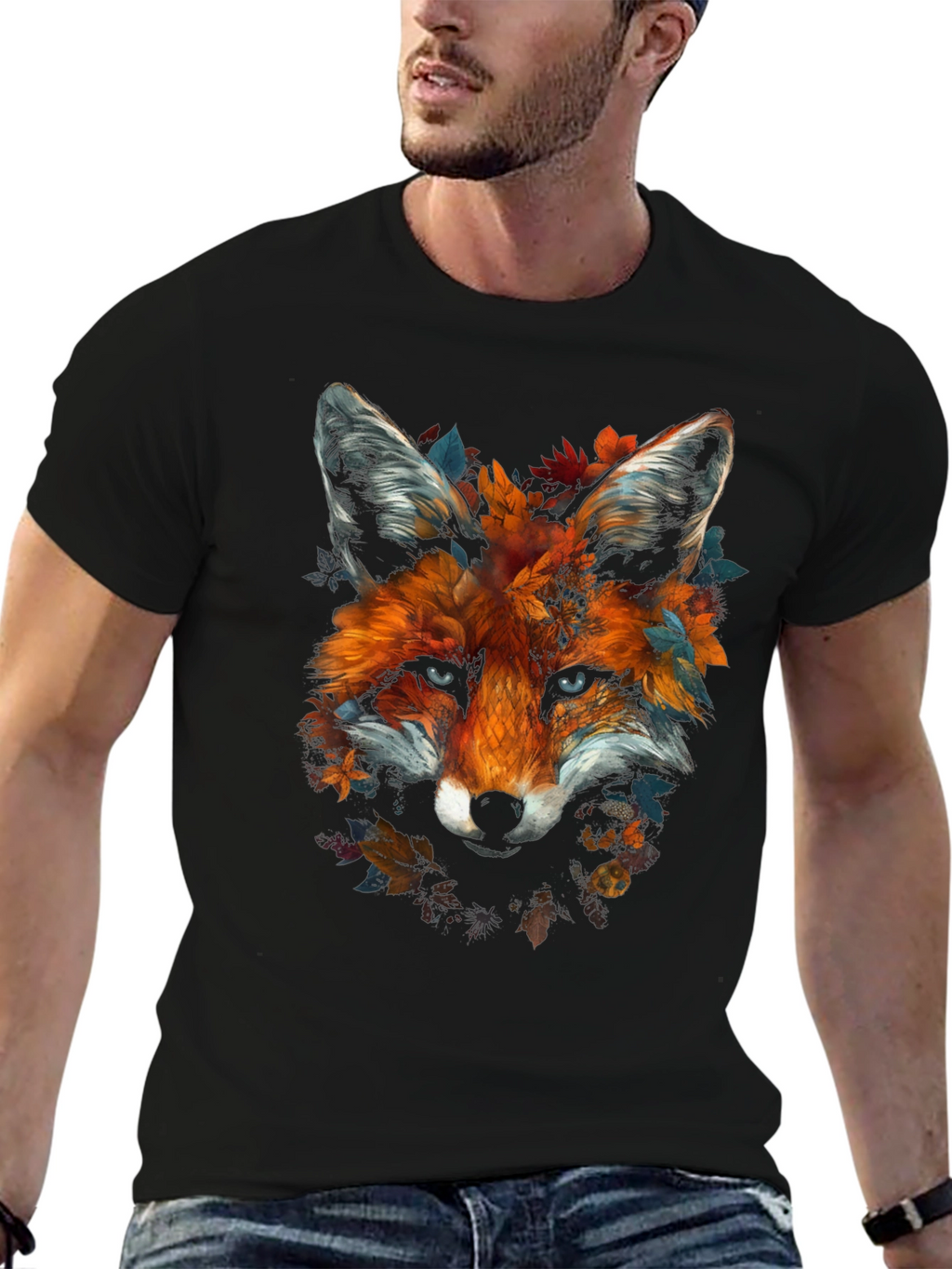 Fox Floral Graphic Tee - Unique Animal Design