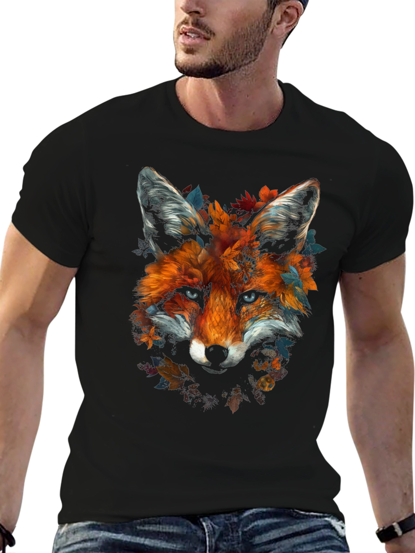 Fox Floral Graphic Tee - Unique Animal Design