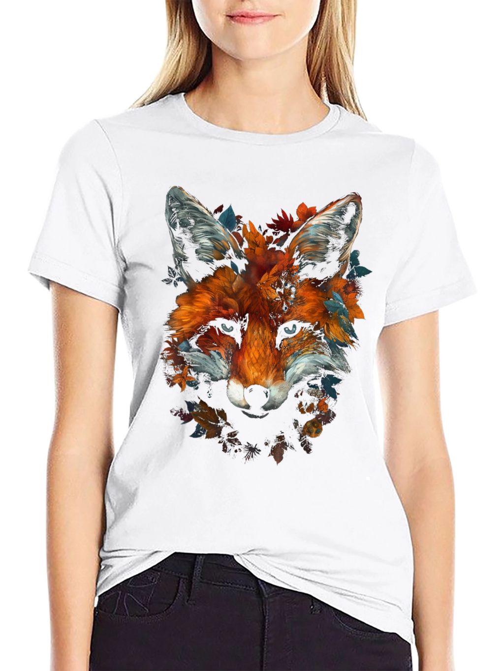 Fox Floral Graphic Tee - Unique Animal Design