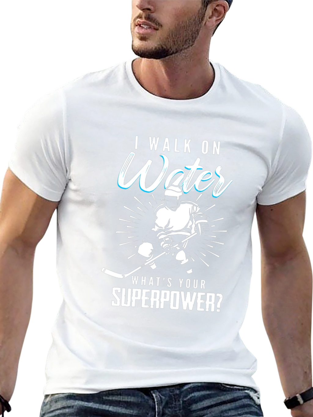 I Walk On Water Hockey Superpower T-Shirt
