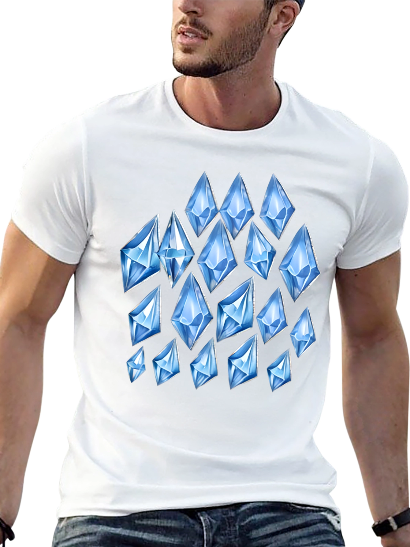 Mens Black T-Shirt with Diamond Pattern
