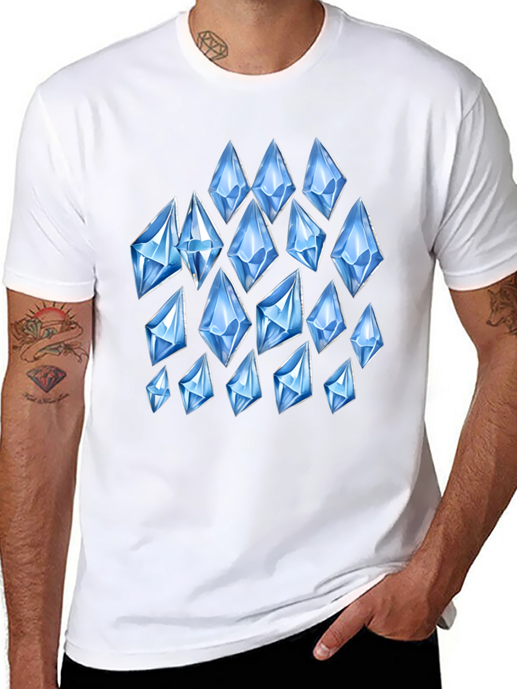 Mens Black T-Shirt with Diamond Pattern