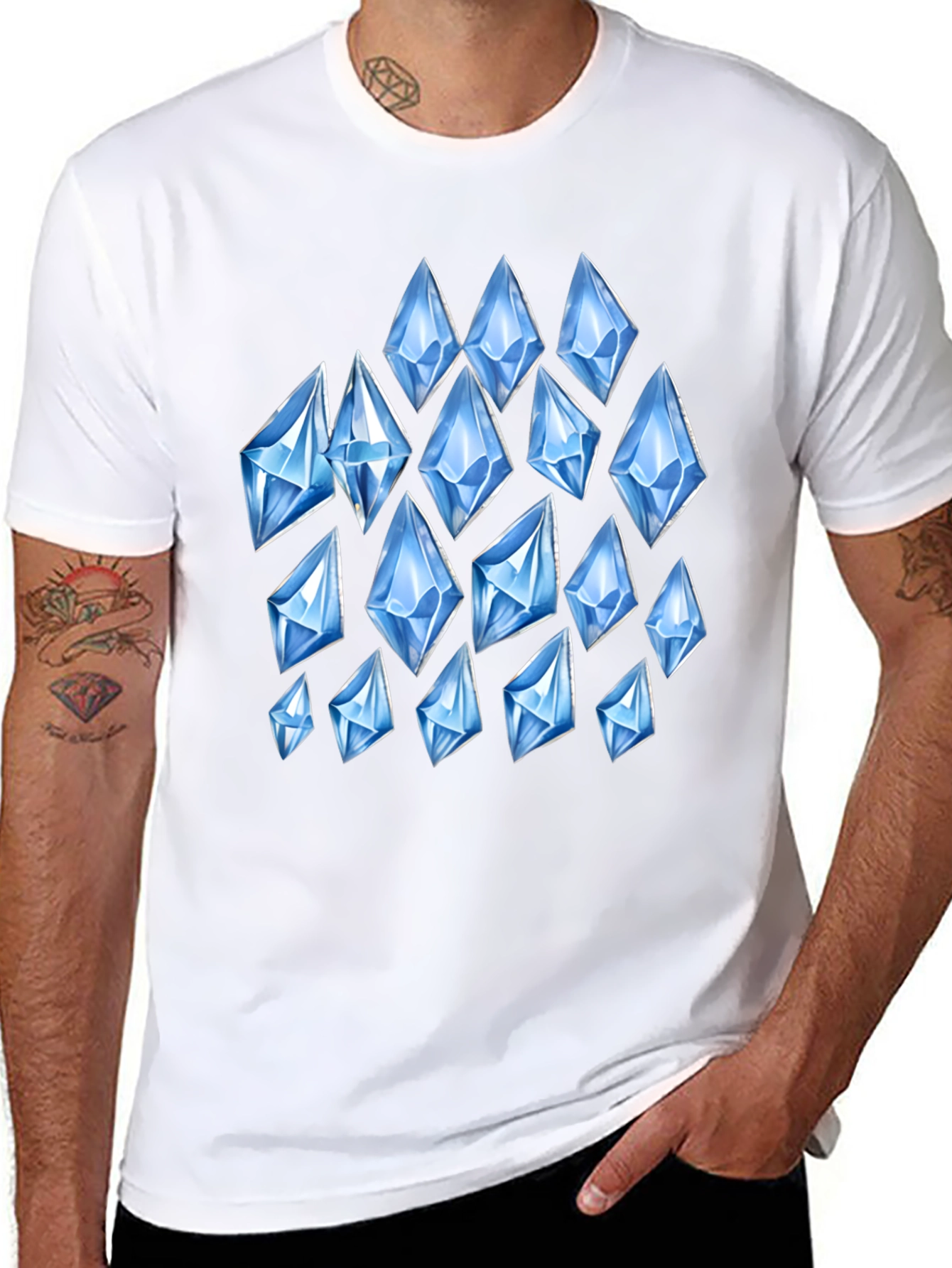 Mens Black T-Shirt with Diamond Pattern
