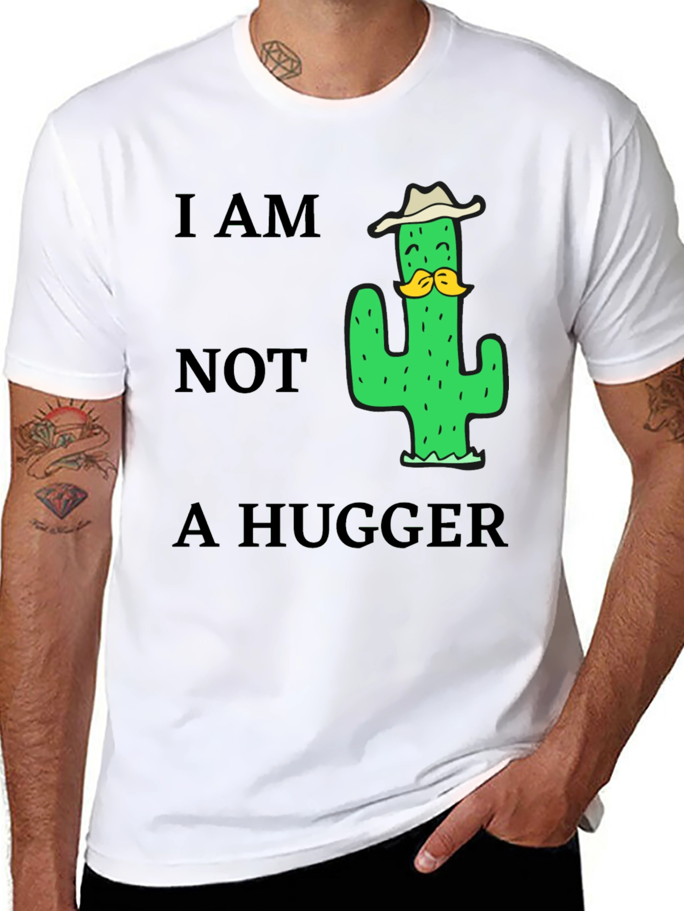 I am Not a Hugger Cactus Humor T-Shirt