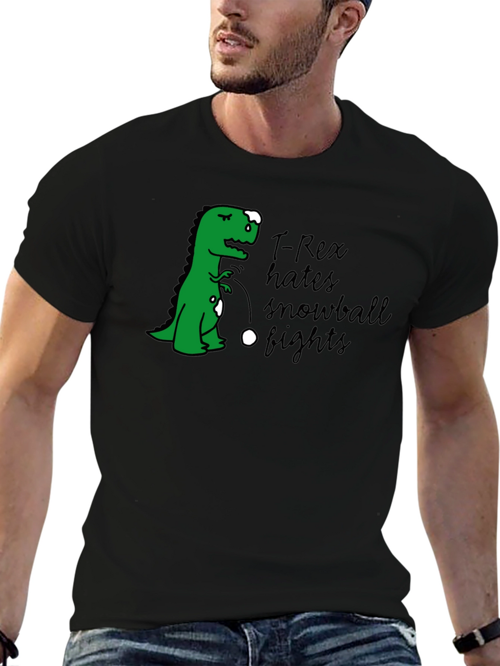 T-Rex Hates Snowball Fights Graphic T-Shirt