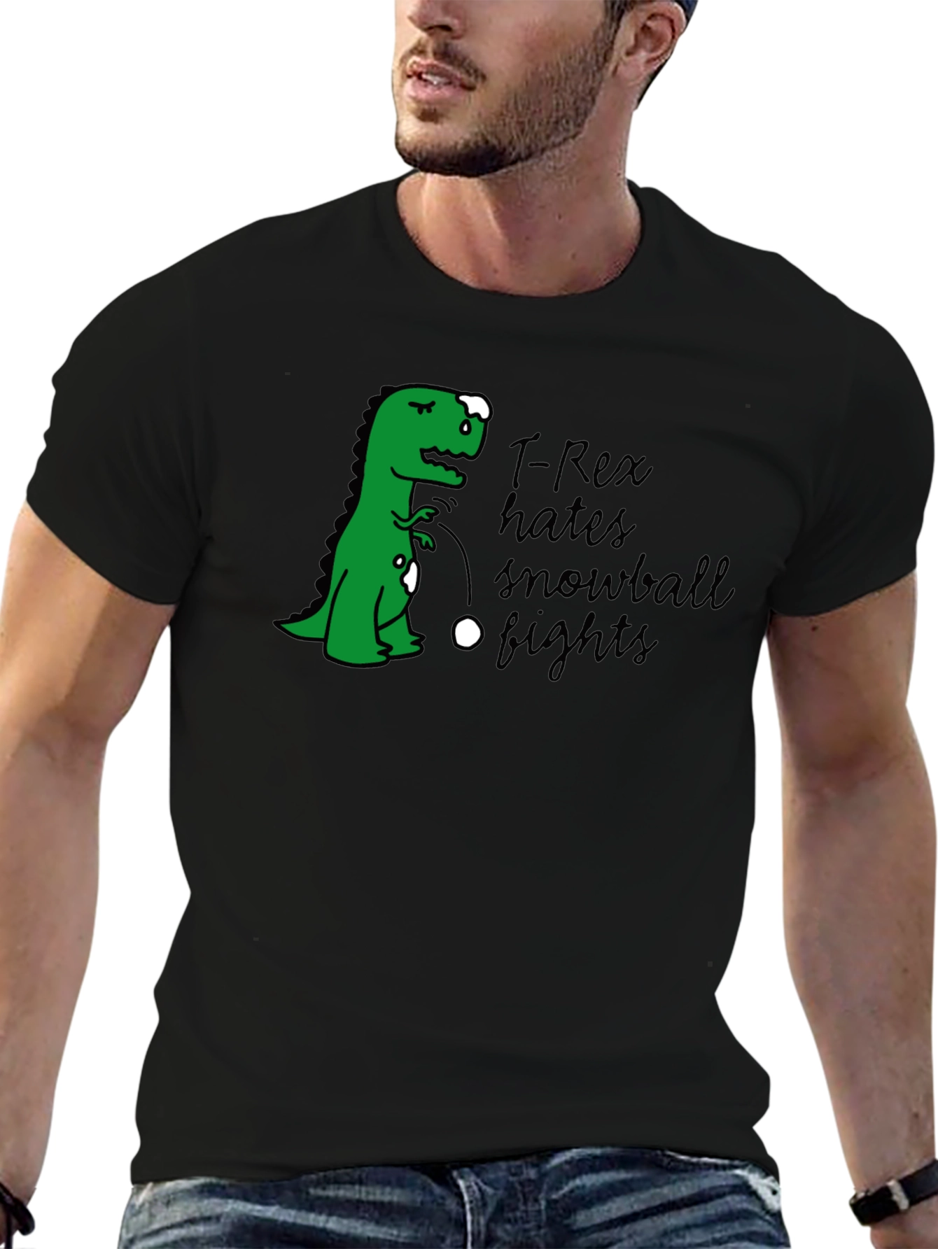 T-Rex Hates Snowball Fights Graphic T-Shirt