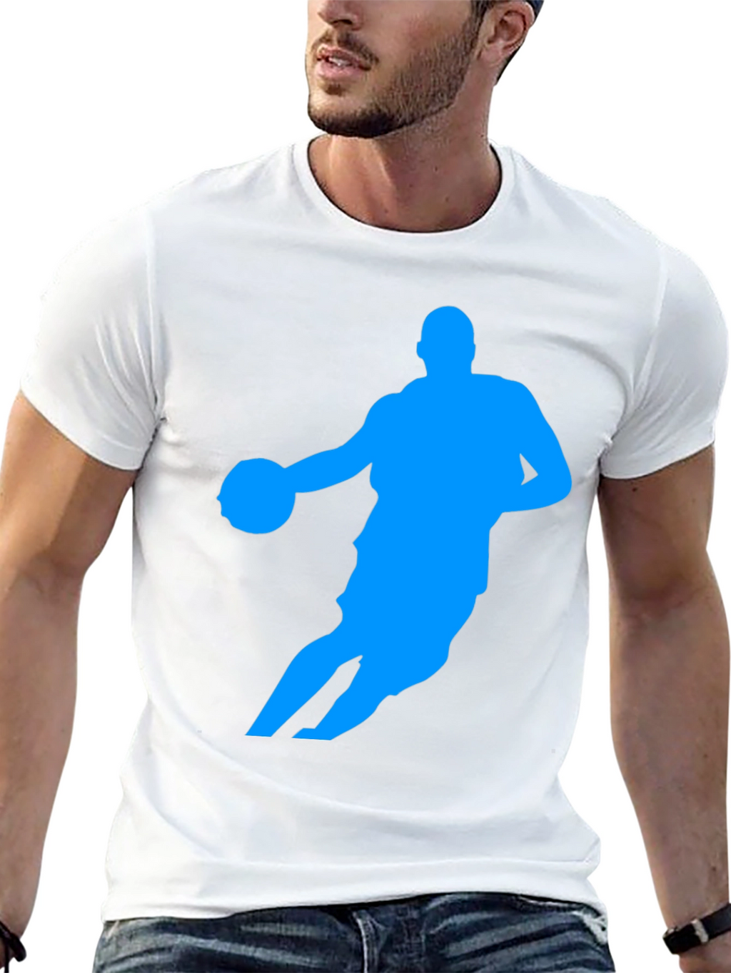 Basketball Player Silhouette Graphic Tee - Black