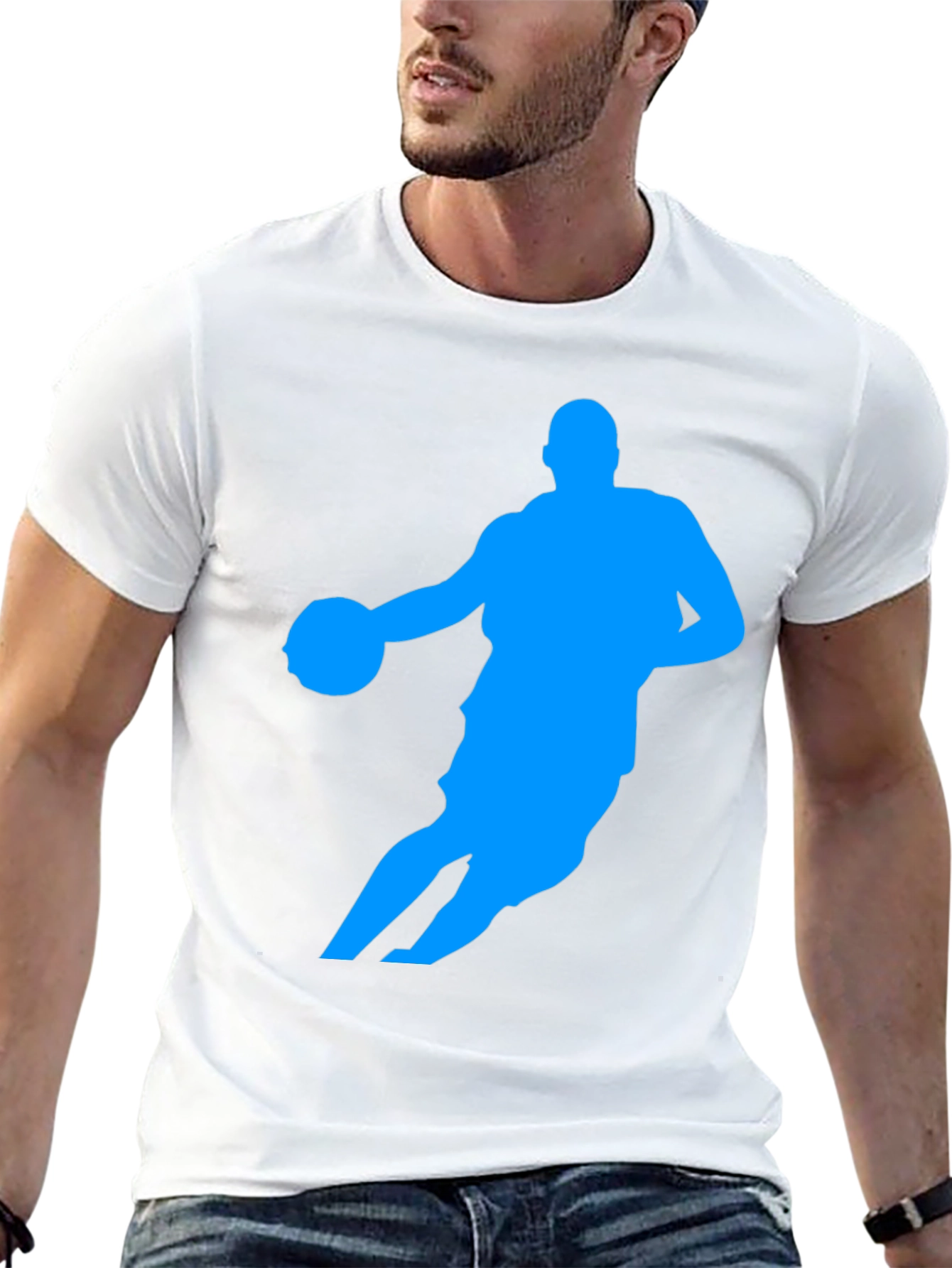 Basketball Player Silhouette Graphic Tee - Black