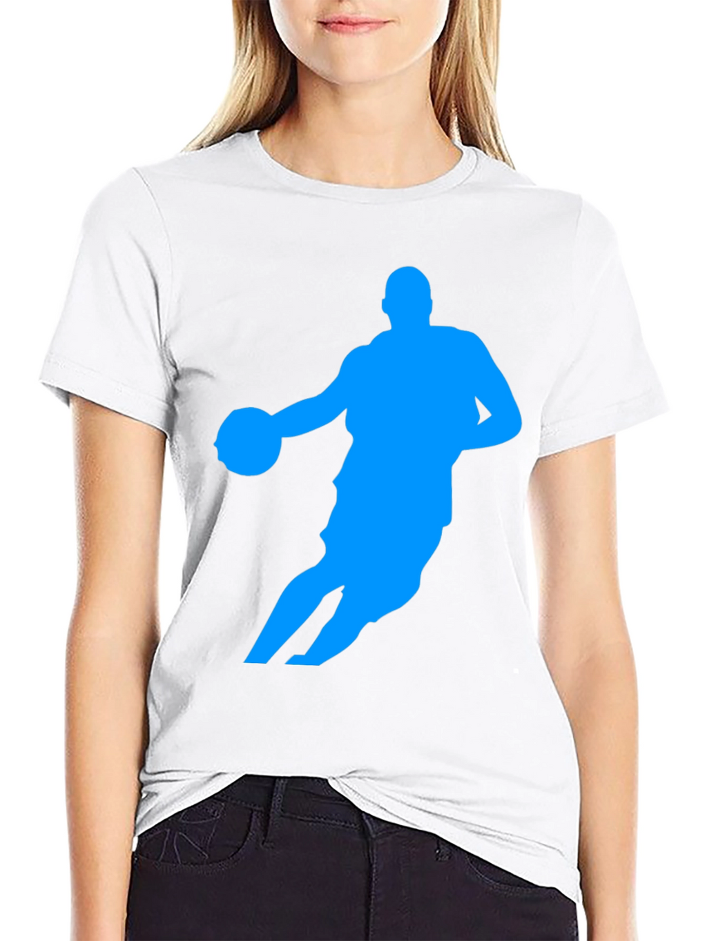 Basketball Player Silhouette Graphic Tee - Black