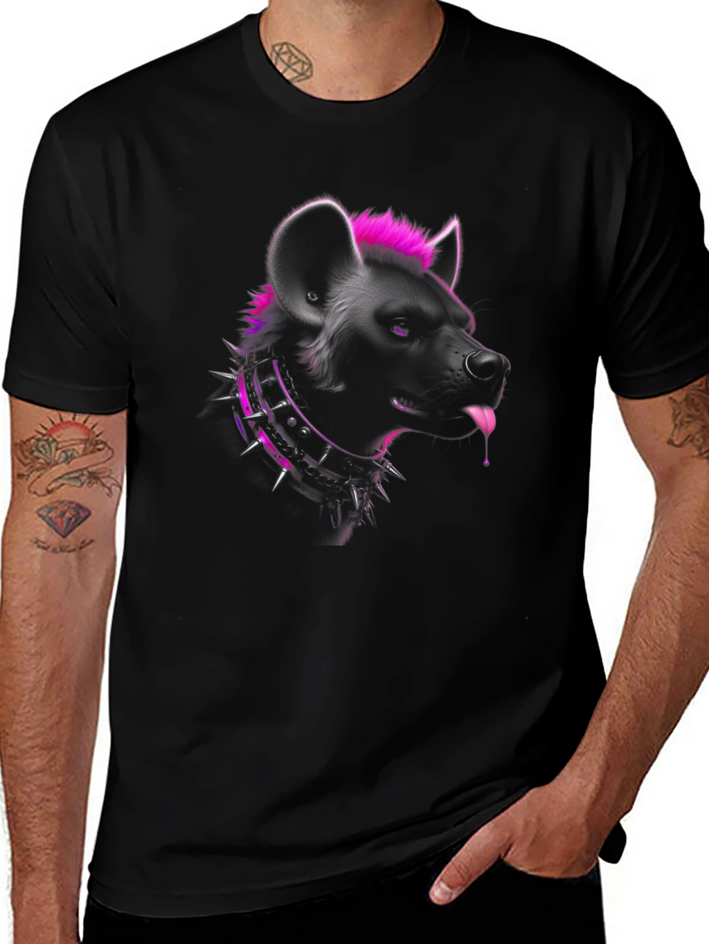 Hyena Graphic Tee - Punk Style Black T-Shirt