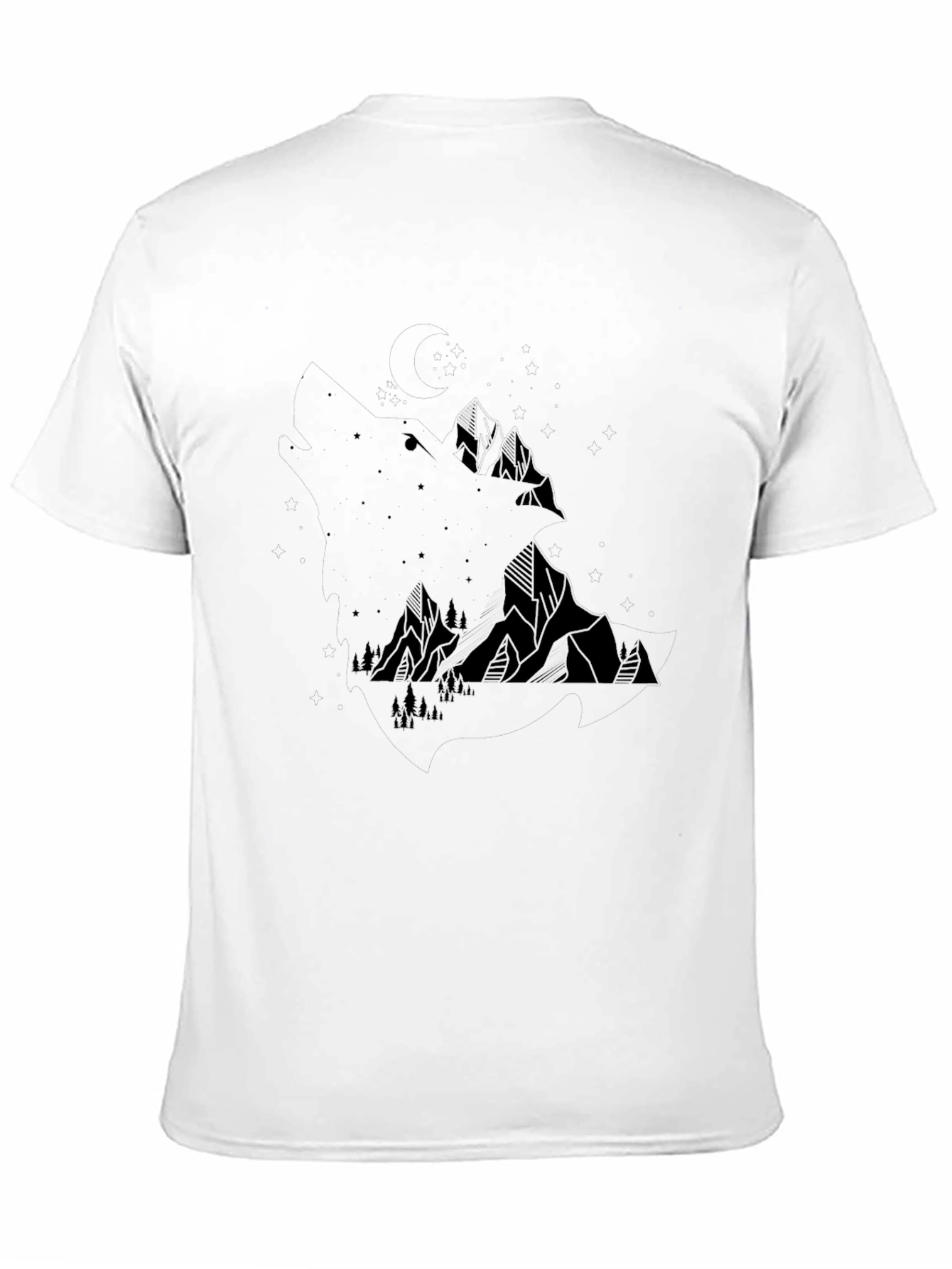 Geometric Mountain Scene Black T-Shirt