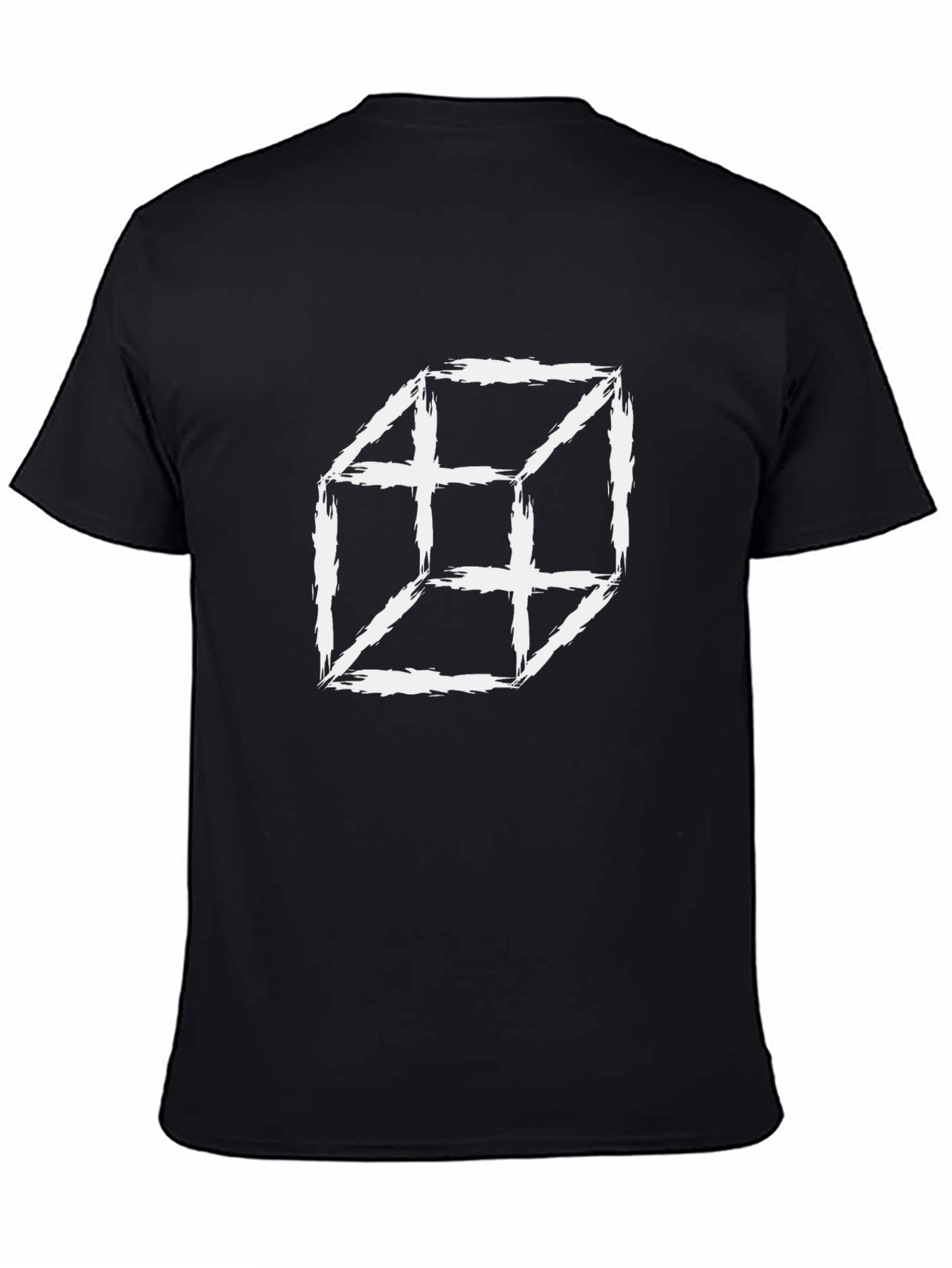 Abstract Cube Graphic Print Black T-Shirt