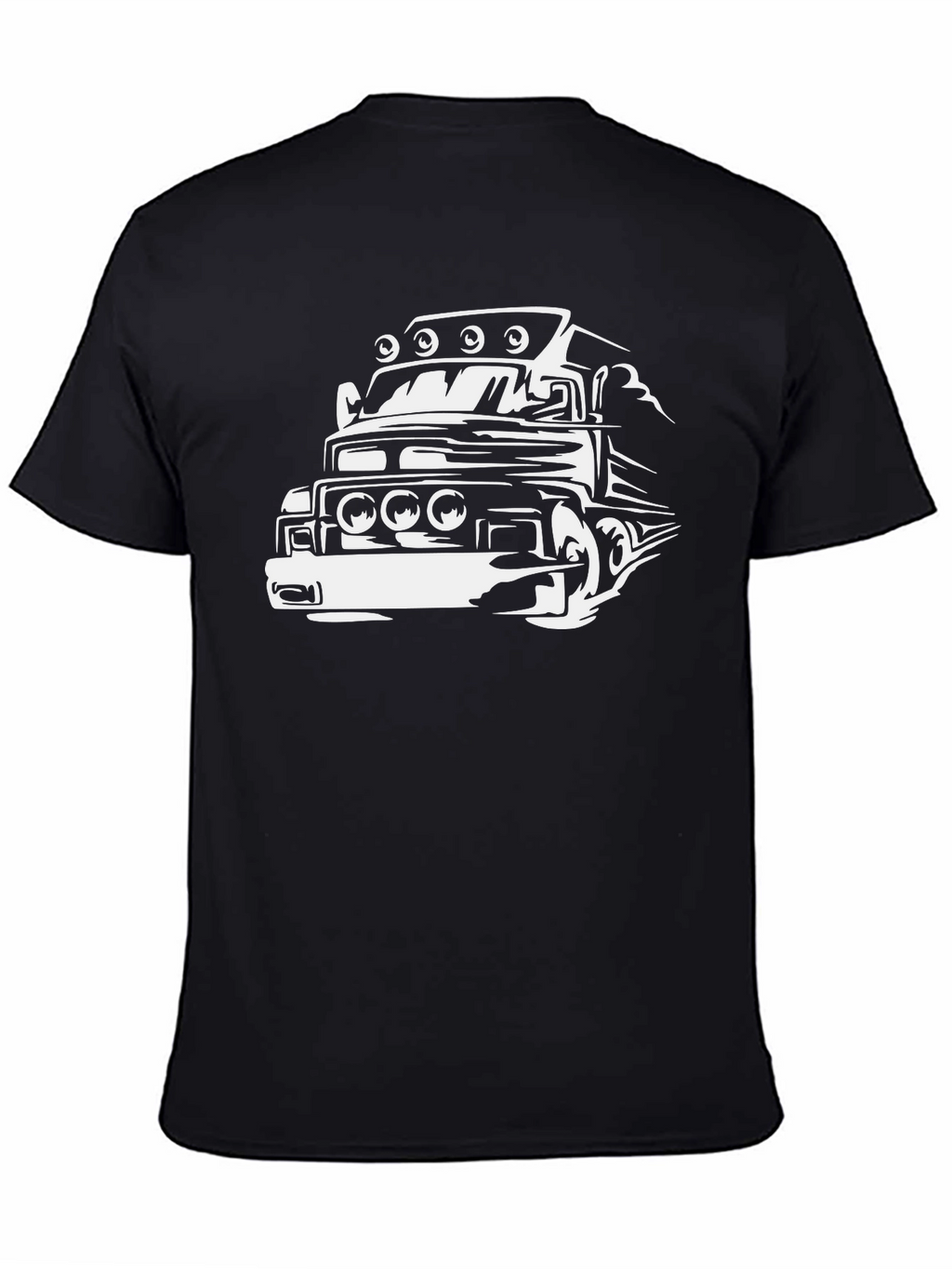 Truck Graphic Tee - Bold Black Cotton Blend