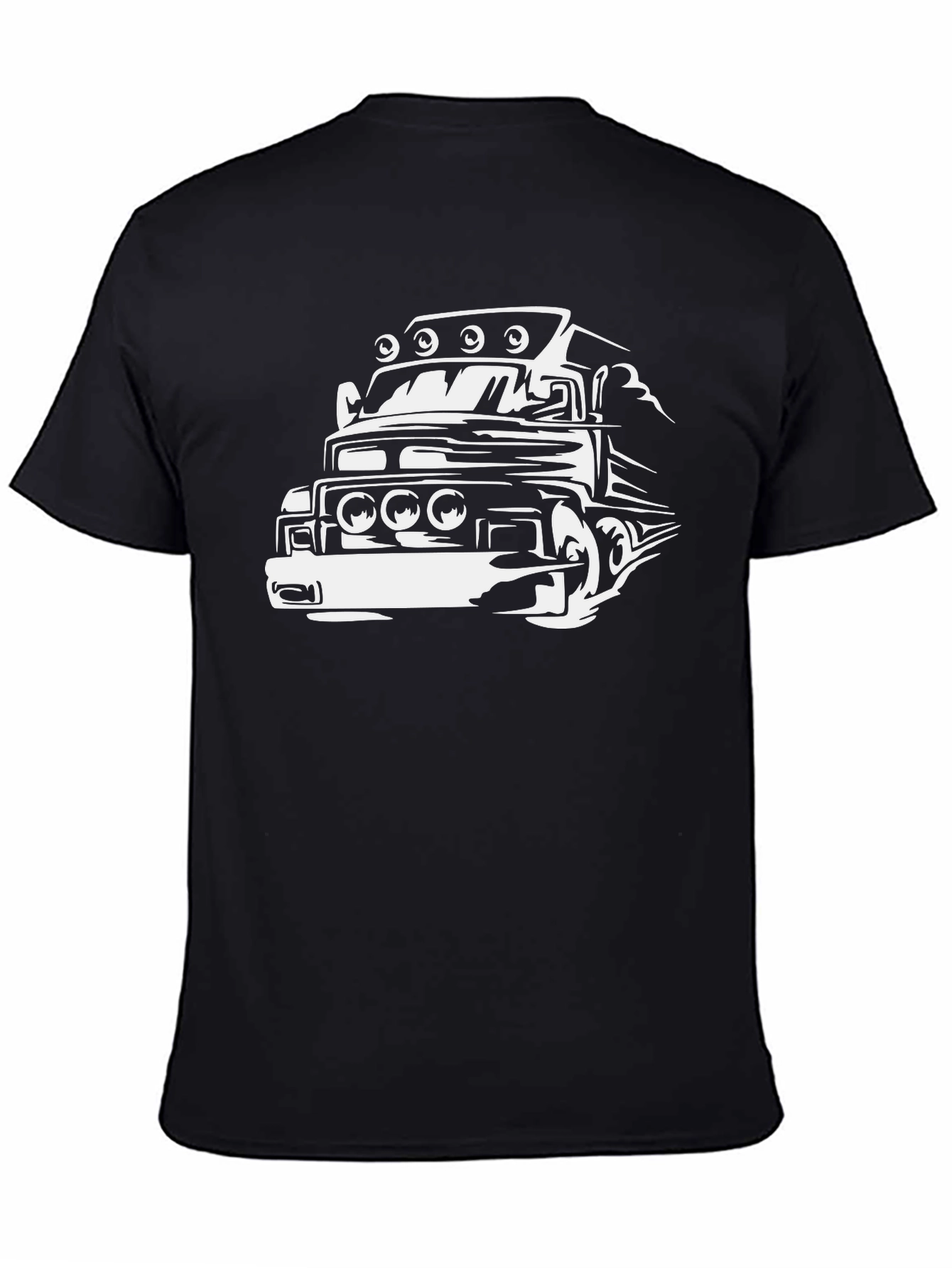 Truck Graphic Tee - Bold Black Cotton Blend