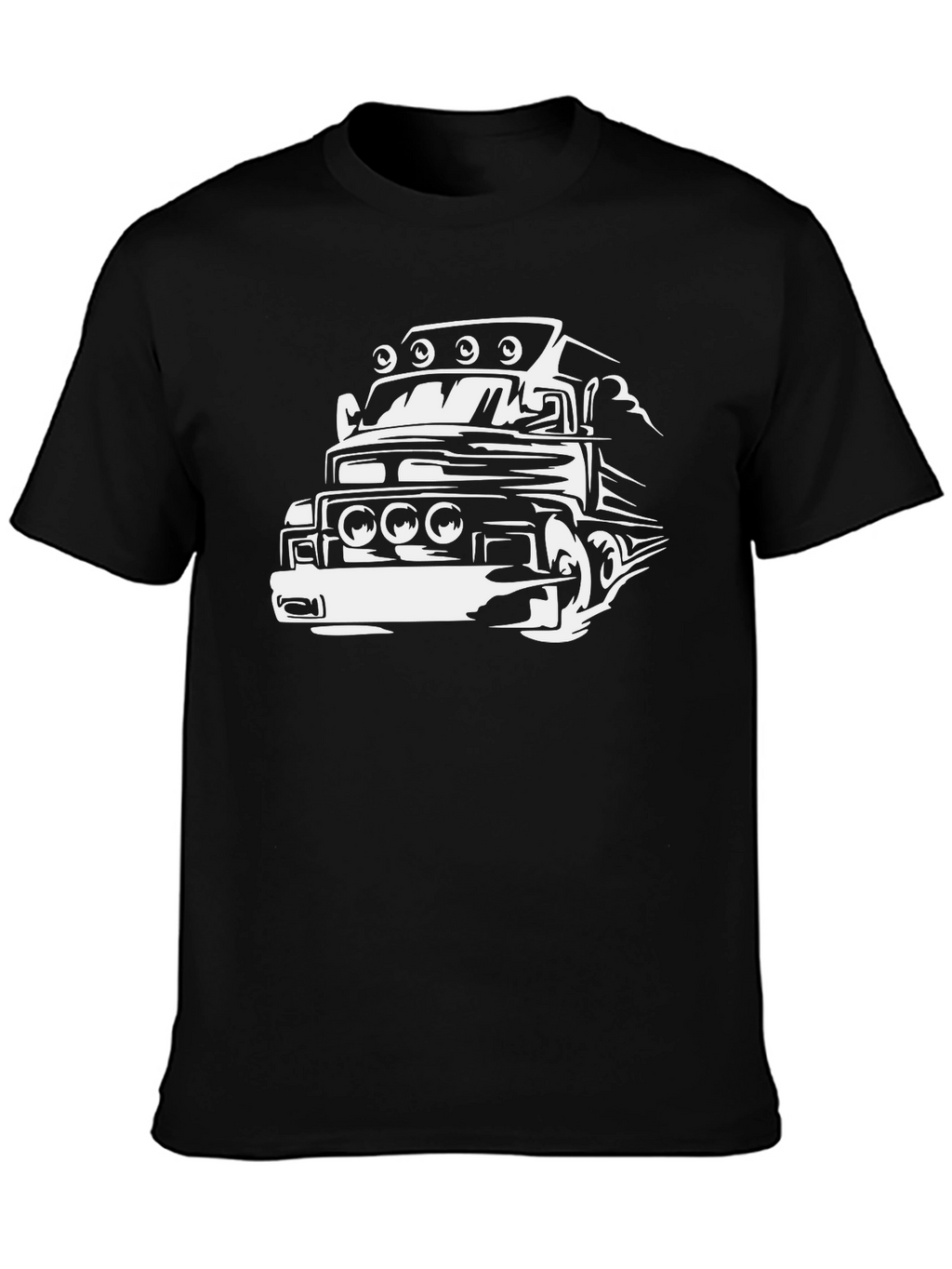 Truck Graphic Tee - Bold Black Cotton Blend