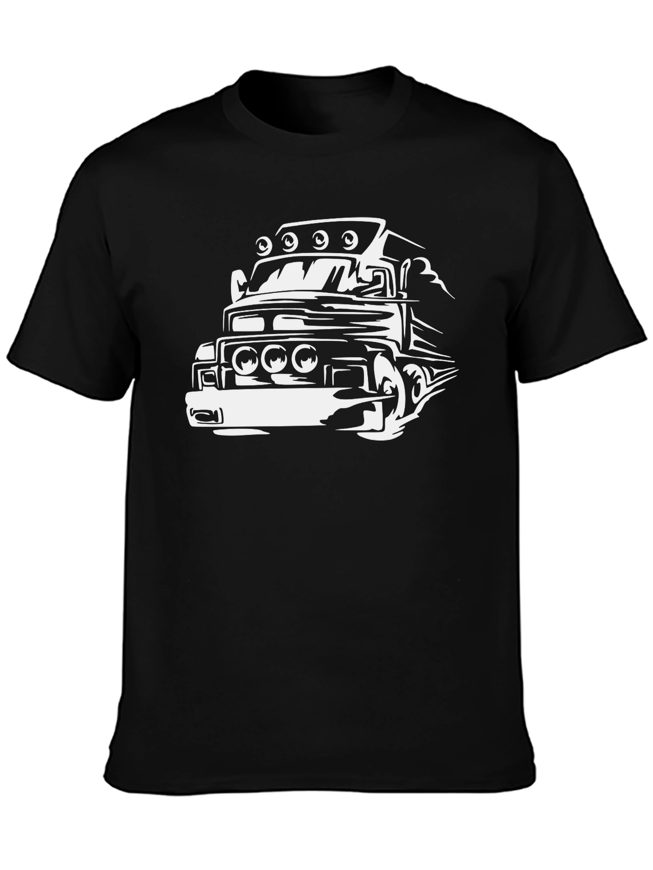 Truck Graphic Tee - Bold Black Cotton Blend