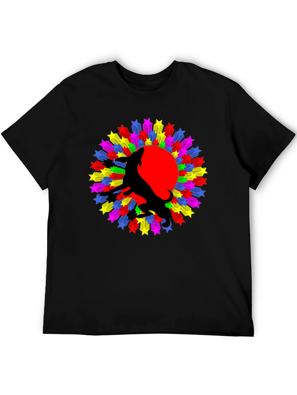 Wolf Starburst Graphic Black T-Shirt