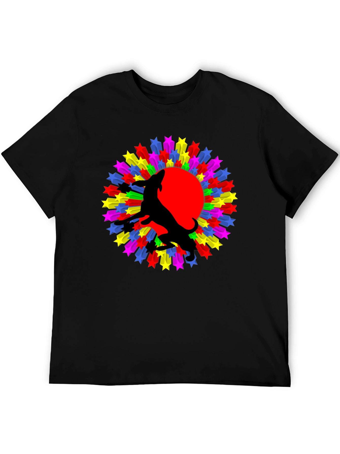 Wolf Starburst Graphic Black T-Shirt