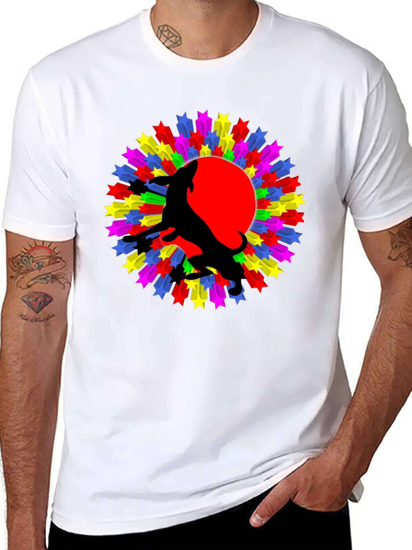 Wolf Starburst Graphic Black T-Shirt